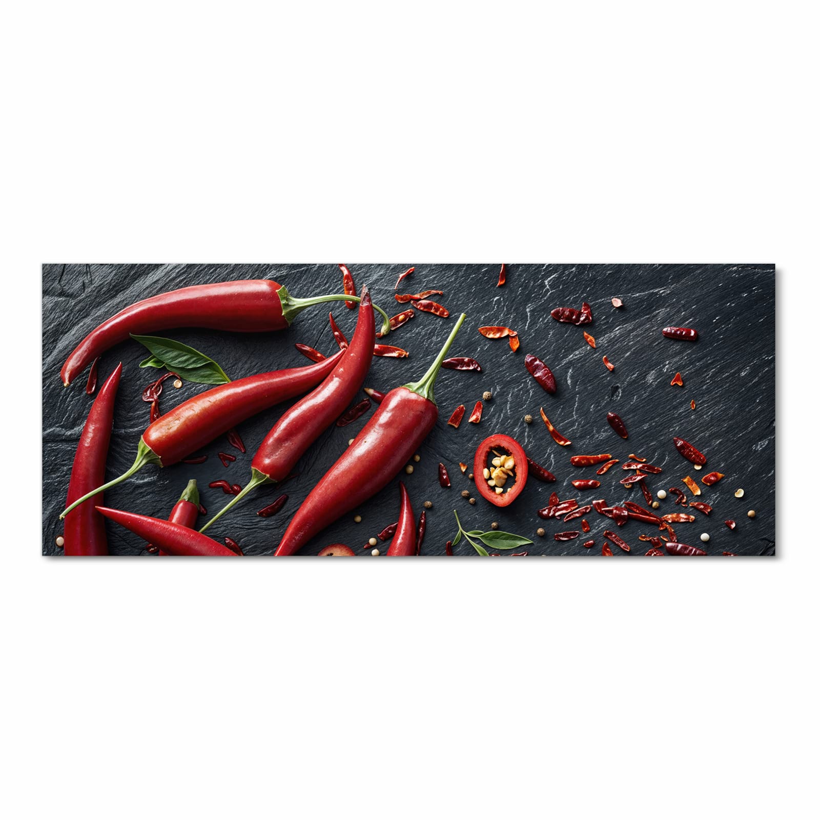 Rutschfester Küchenläufer mit Motiv Rote Chili Schoten in Frontansicht für angenehme Haptik