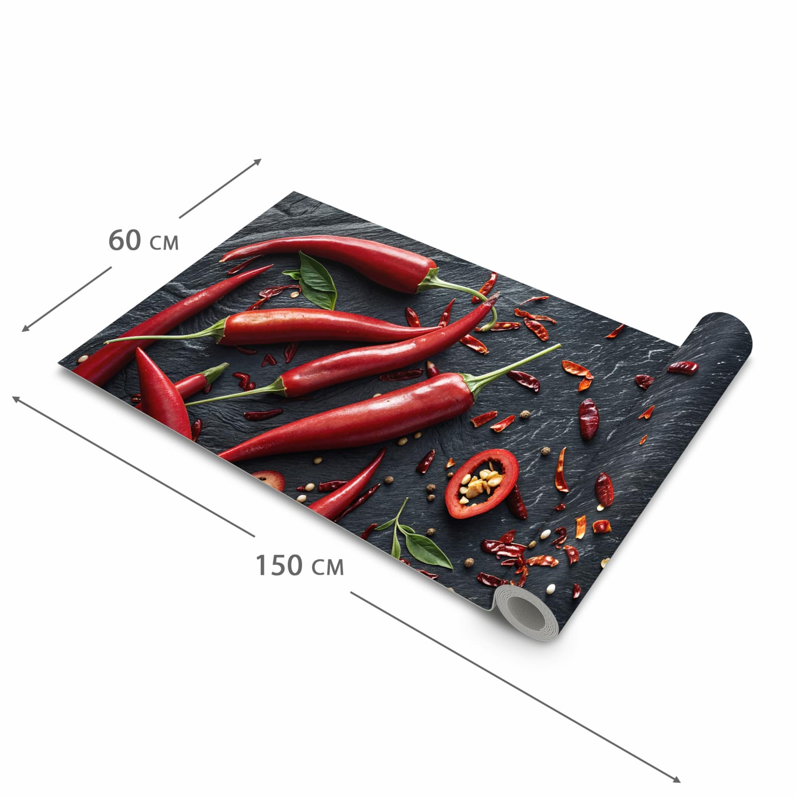 Geruchsneutraler rutschfester Läufer mit Motiv Rote Chili Schoten in der Grösse 90x240 cm