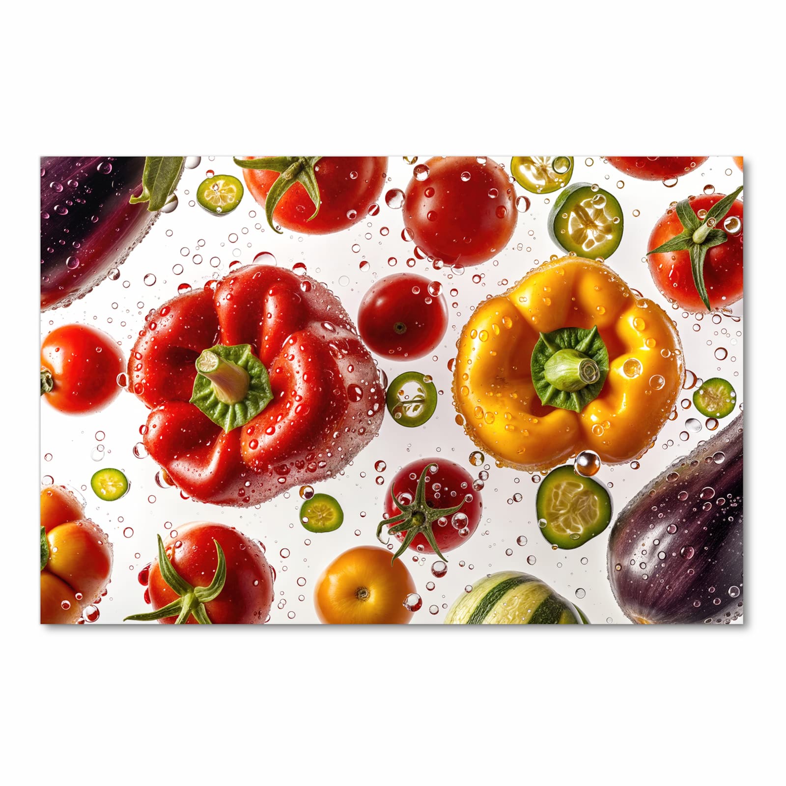 Langlebiger rutschfester Küchenteppich mit Motiv Frisches Gemüsebunt in Frontansicht