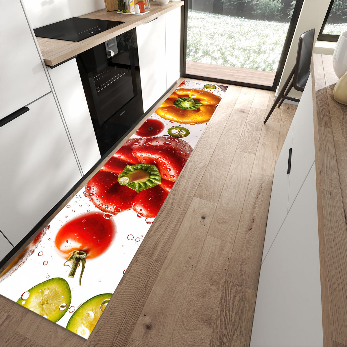 13 Größen – von 60 × 90 bis 80 × 300 cm – Küchenläufer - Paprika und Tomaten