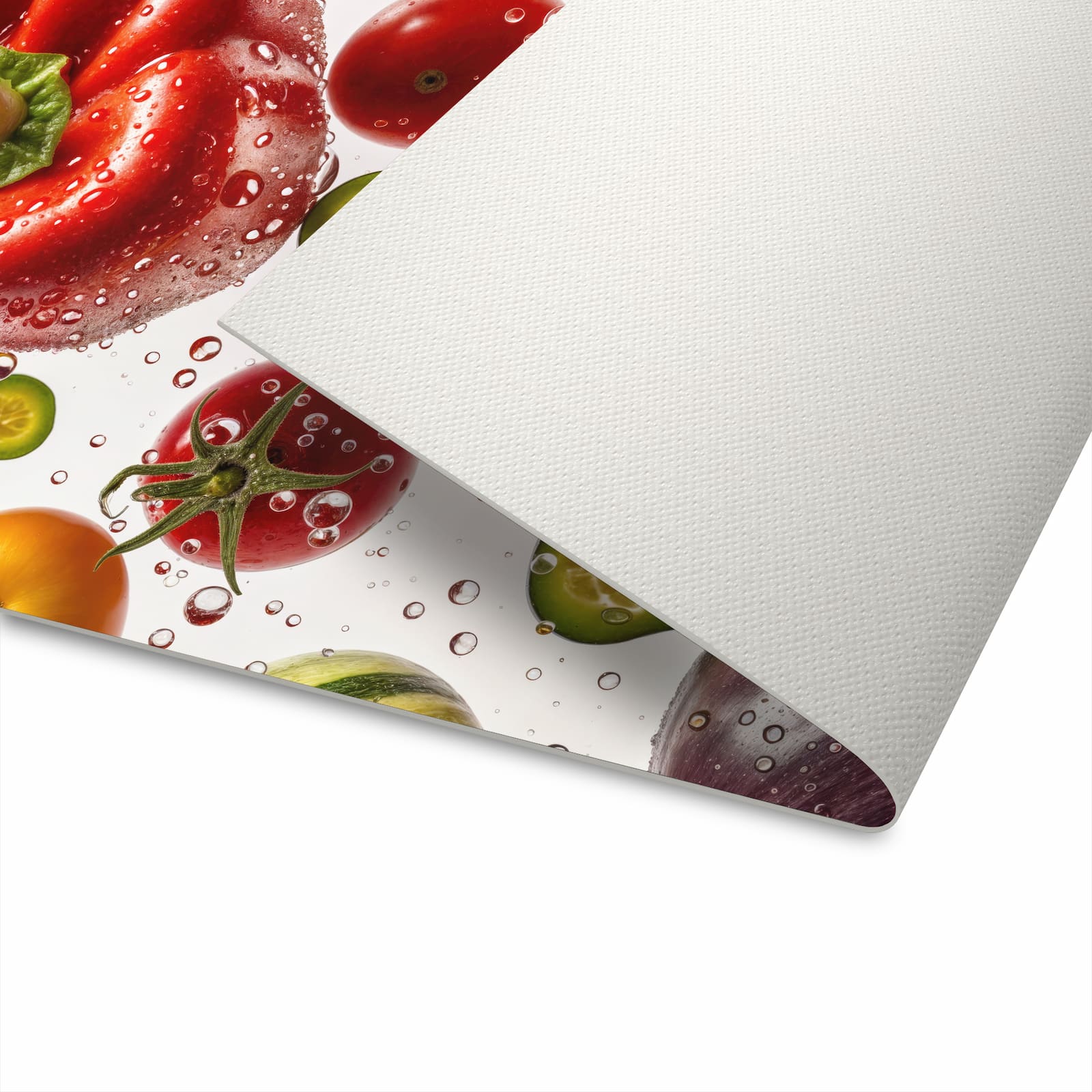 Bodenschonender langer Teppich mit Motiv Frisches Gemüsebunt für Flur - schützt den Boden