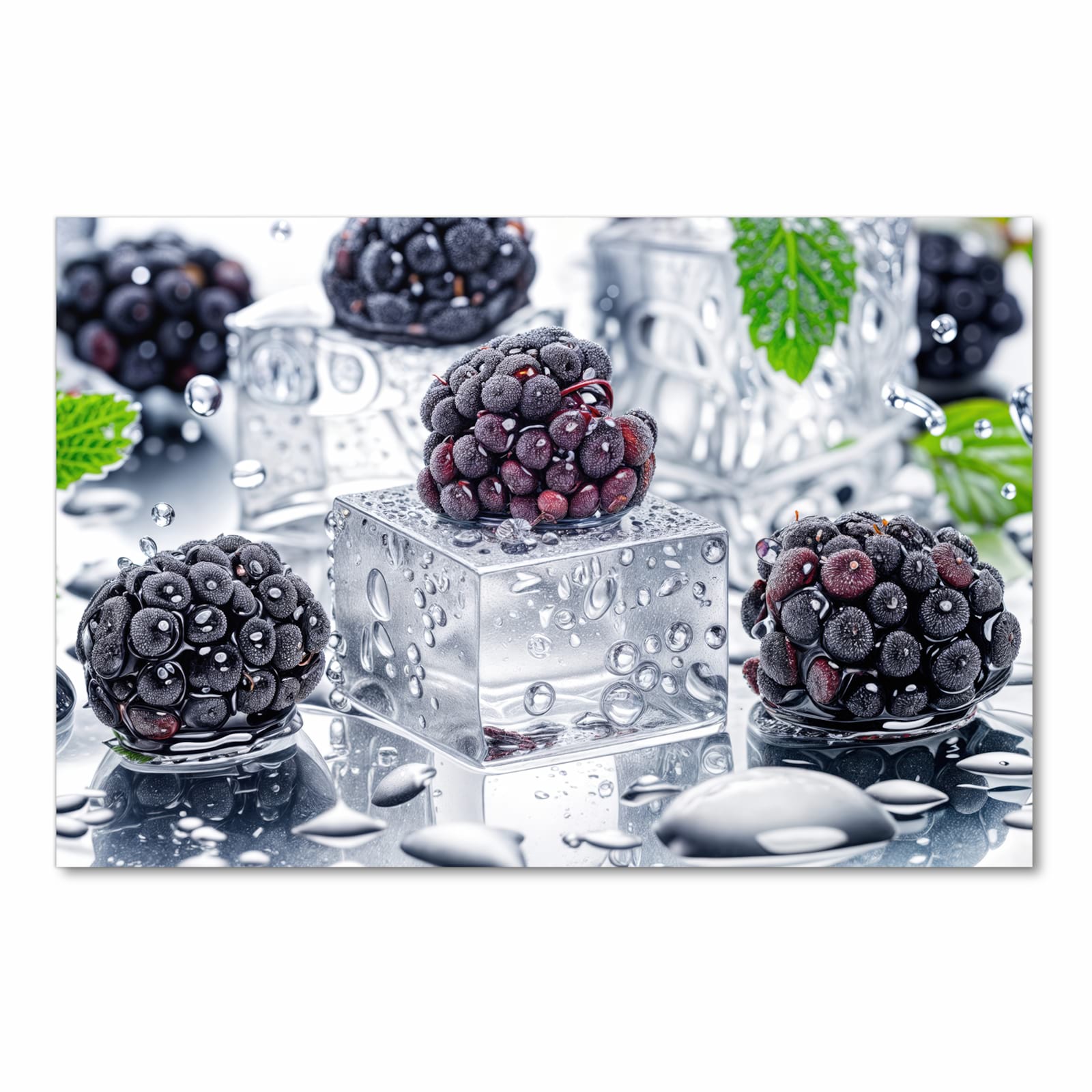 Formstabiler rutschfester Küchenteppich mit Motiv Brombeeren Eiskalt in Frontansicht