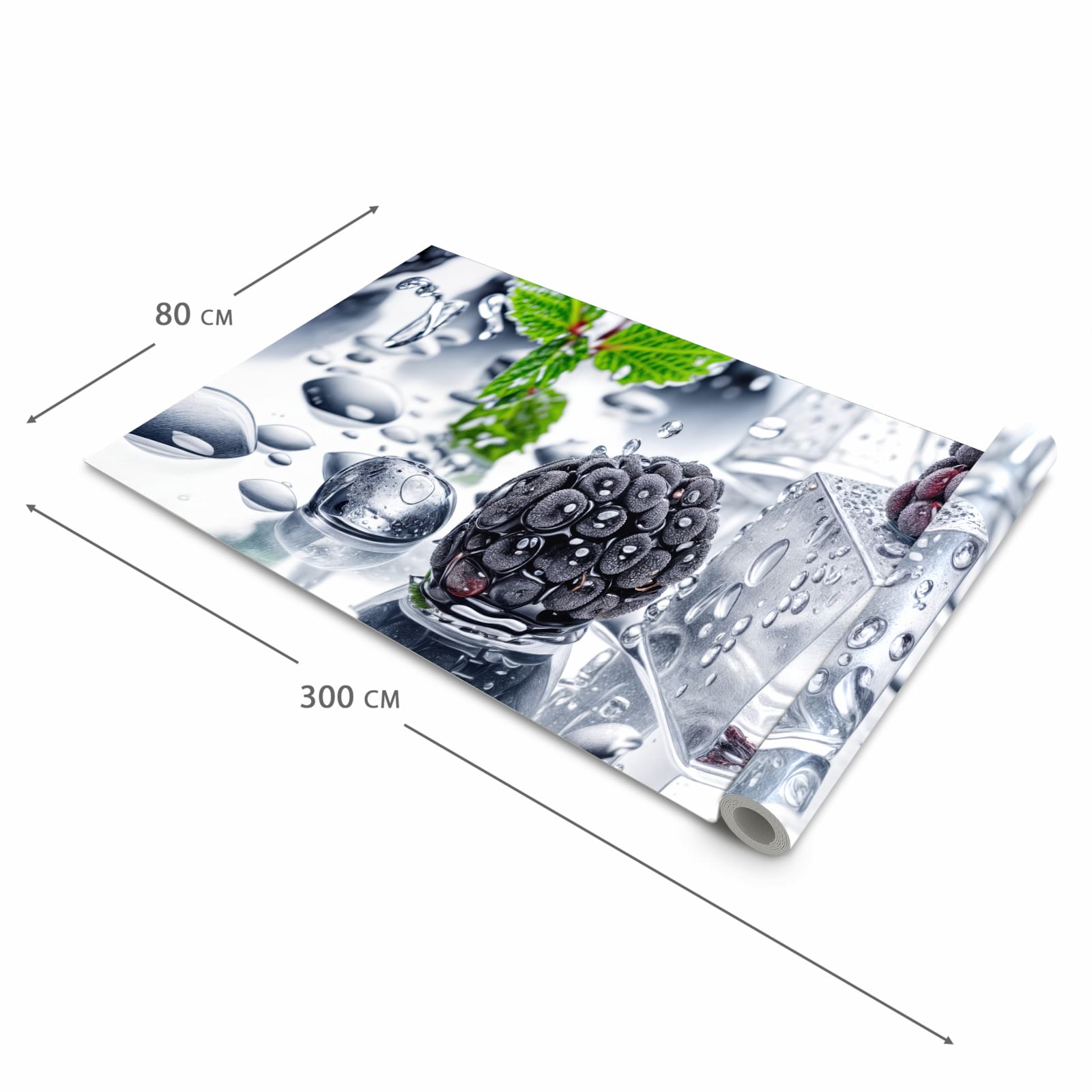 Langlebiger Teppich für die Küche mit Motiv Brombeeren Eiskalt in der Grösse 90x180 cm