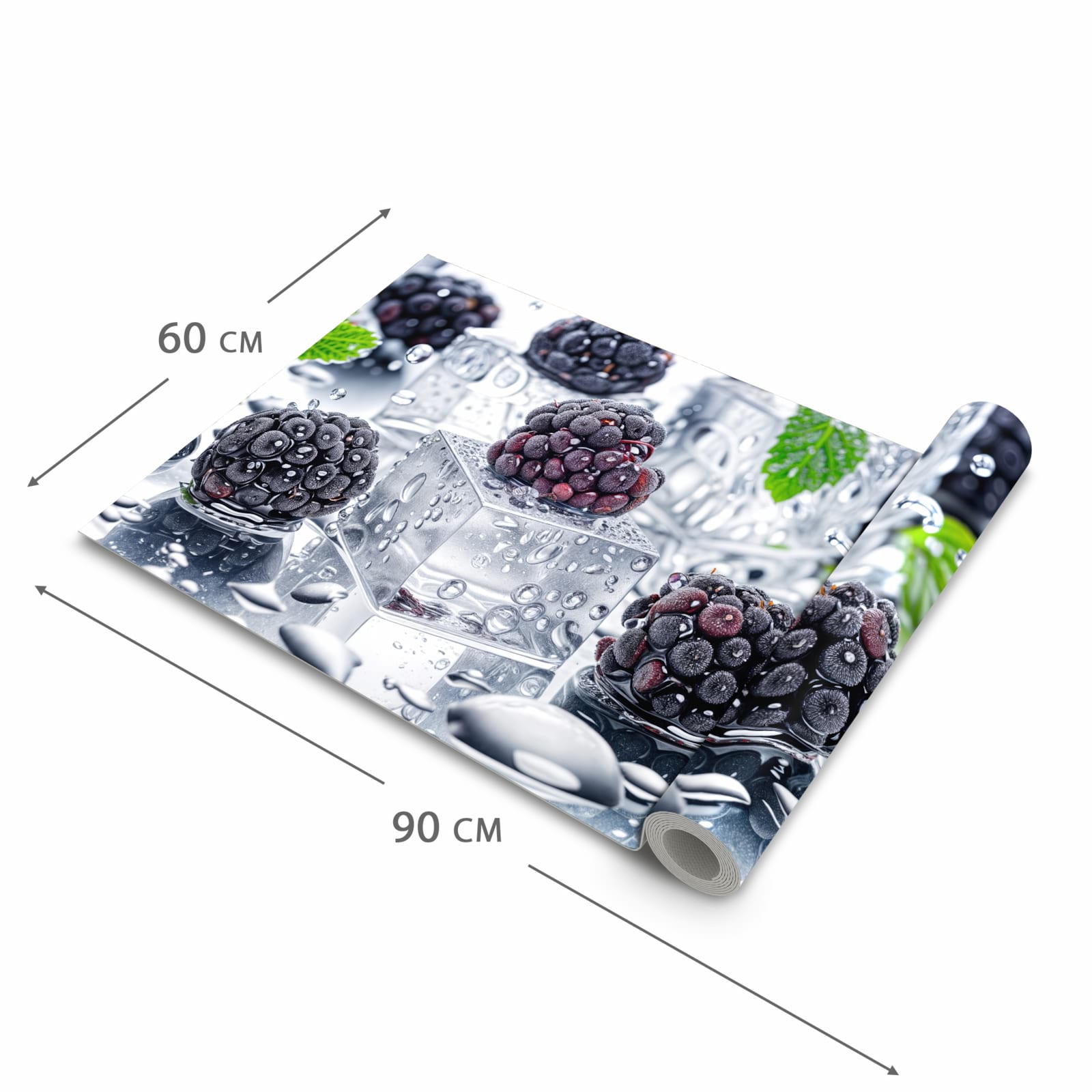 Küchenteppich mit Motiv Brombeeren Eiskalt in der Grösse 90x180 cm für angenehme Haptik