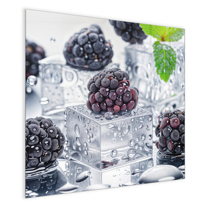 Magnettafel mit dem Motiv Brombeeren auf Eis