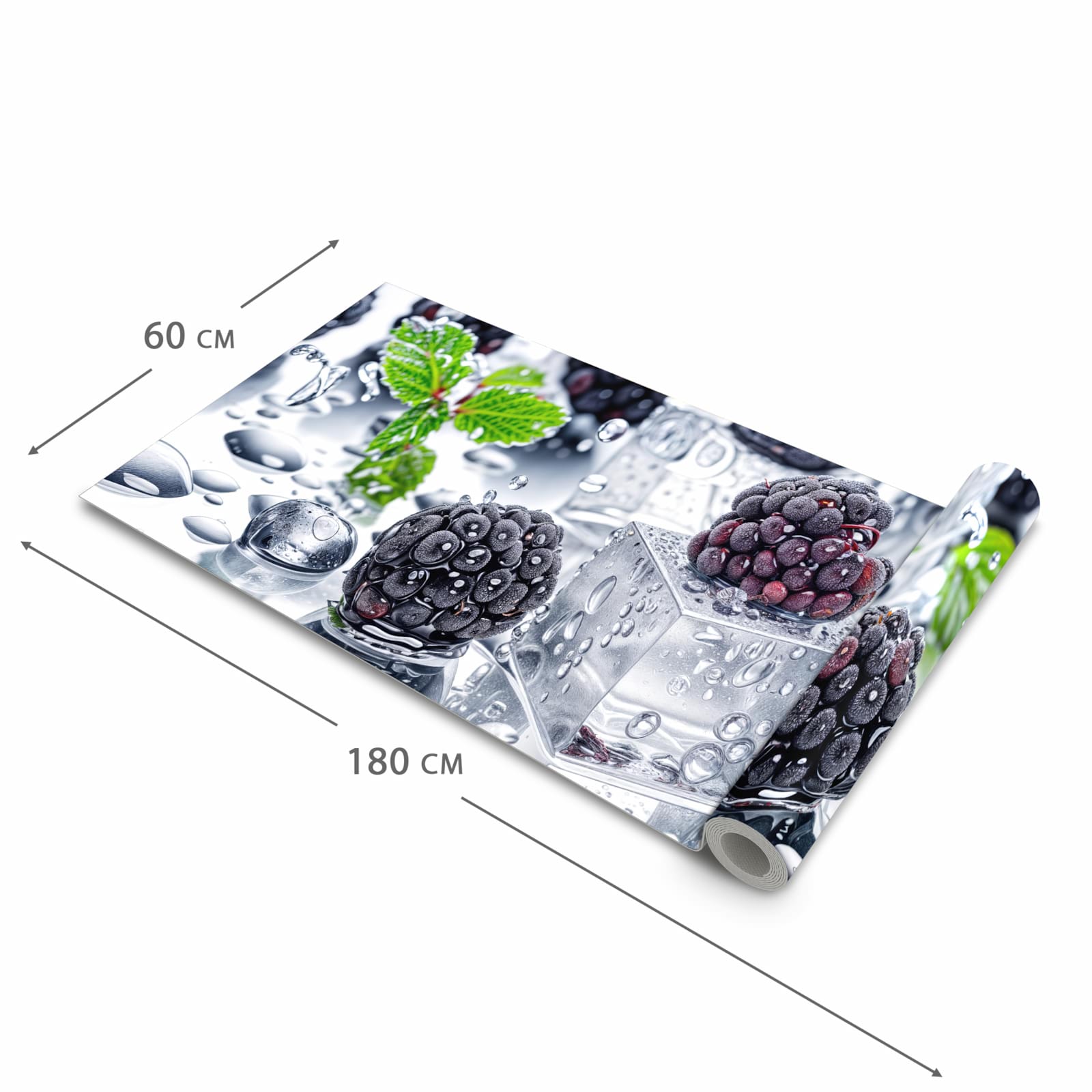 Pflegeleichter Küchenläufer mit Motiv Brombeeren Eiskalt in der Grösse 90x180 cm zum Waschen