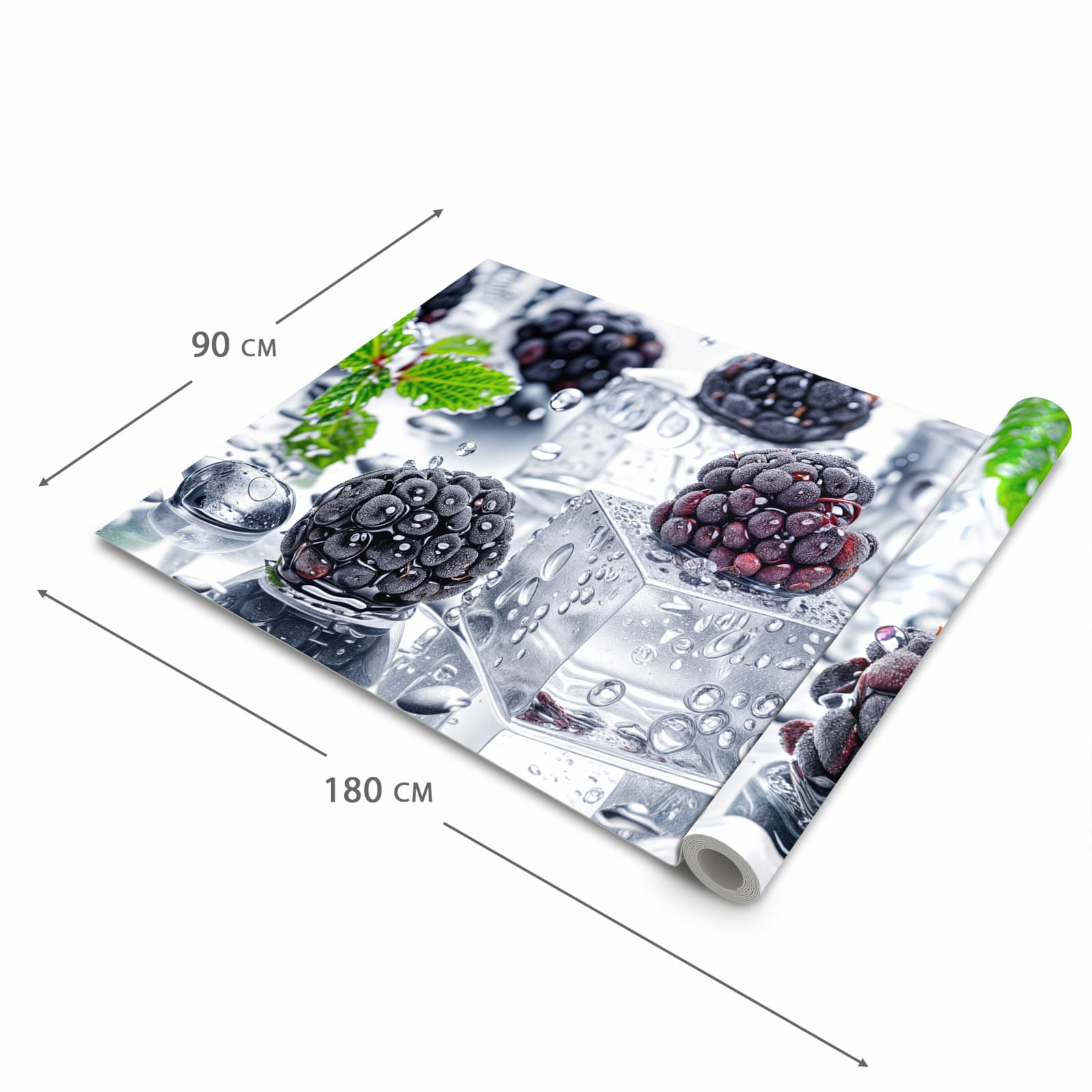 Rutschfester Küchenteppich mit Motiv Brombeeren Eiskalt in der Grösse 90x180 cm