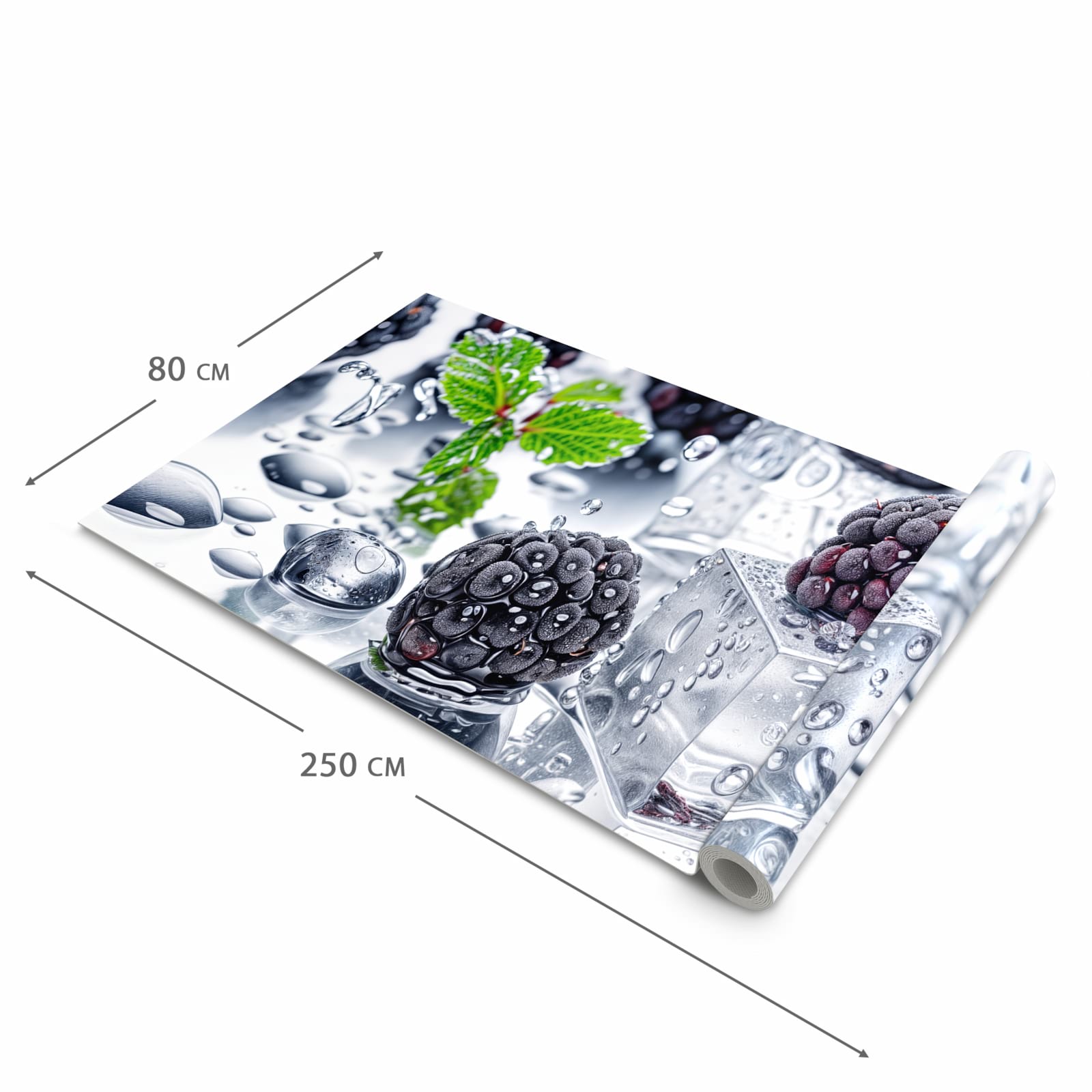 Strapazierfähiger Küchenteppich mit Motiv Brombeeren Eiskalt in der Grösse 90x180 cm