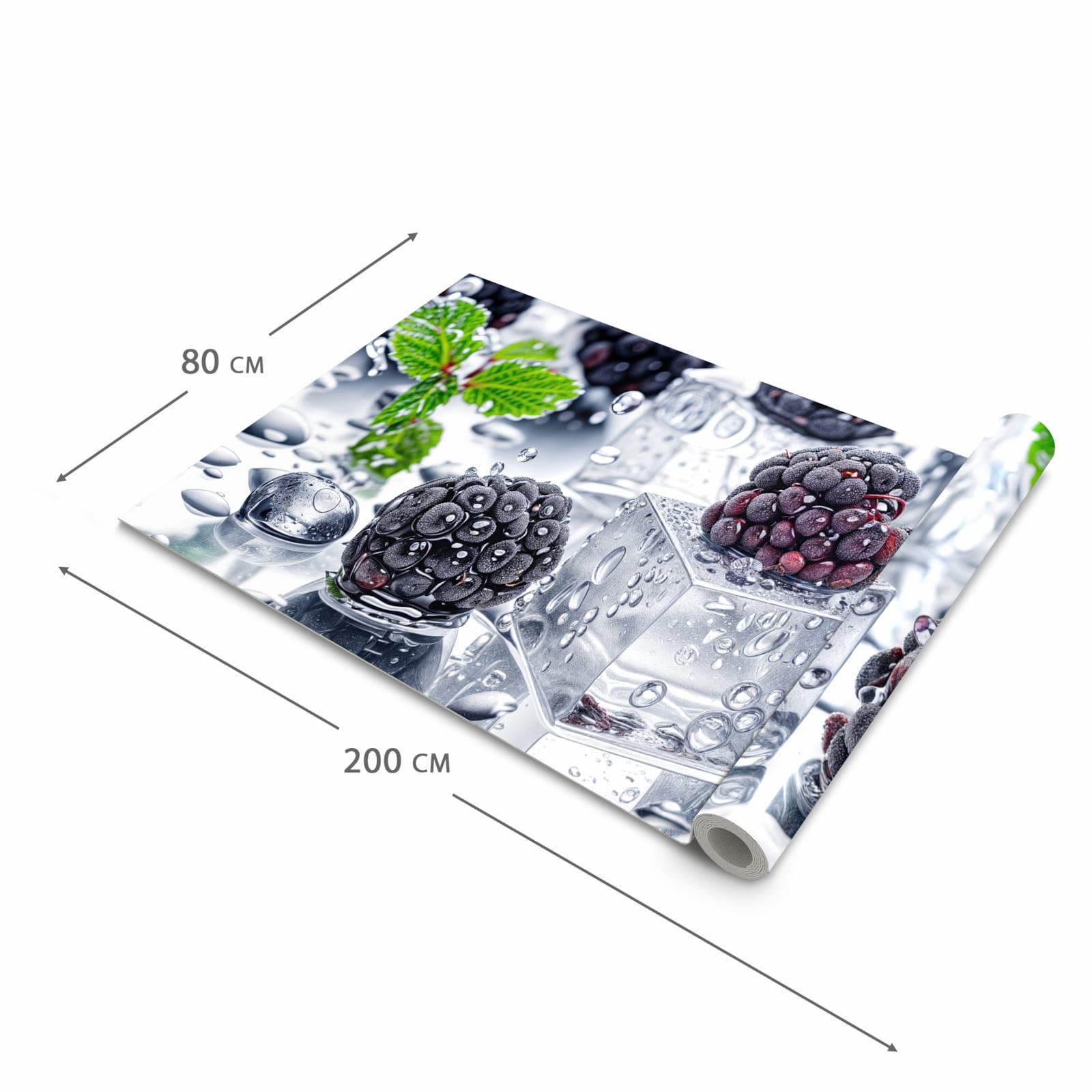 Hygienischer Küchenteppich mit Motiv Brombeeren Eiskalt in der Grösse 90x180 cm