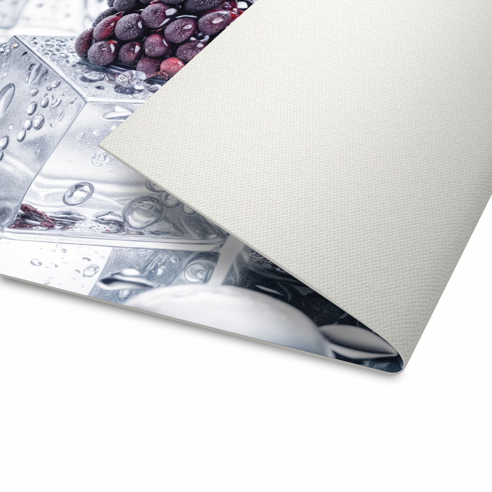 Waschbarer Küchenläufer mit Motiv Brombeeren Eiskalt für Ordnung in der Unterseite