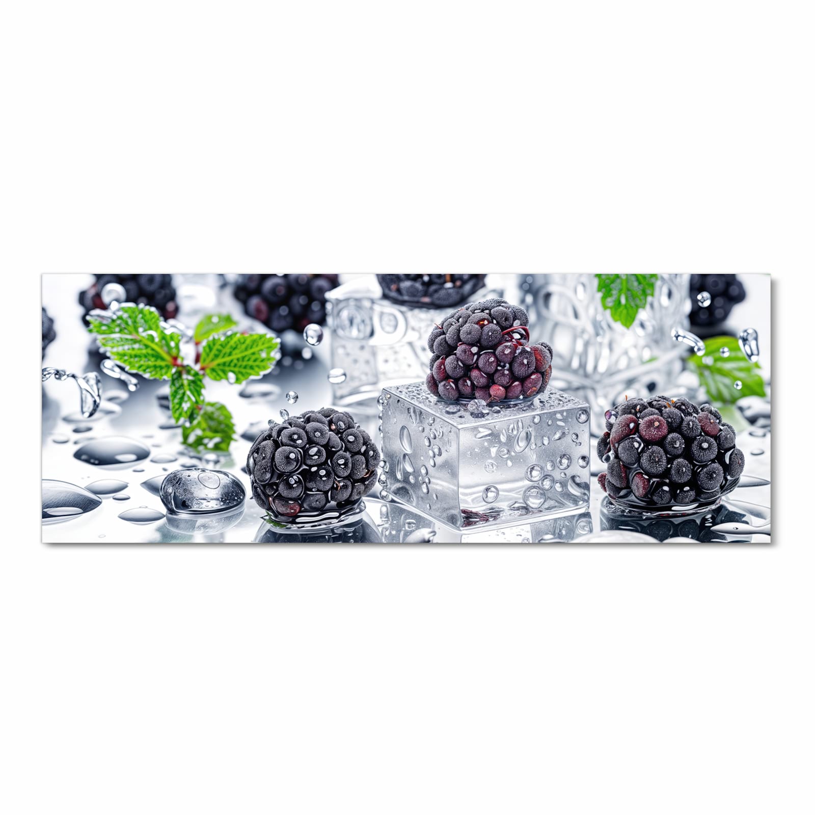 Abriebfester Küchenteppich mit Motiv Brombeeren Eiskalt in Frontansicht - waschbar