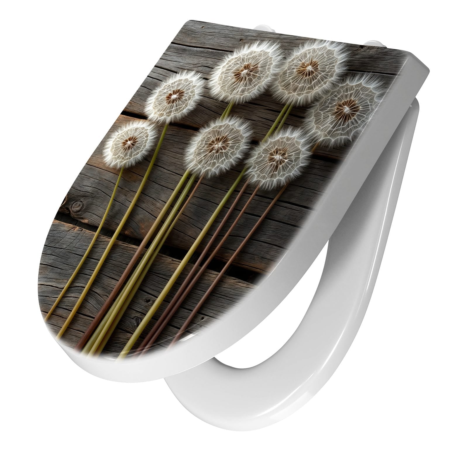 WC-Sitz mit Absenkautomatik Pusteblumen Holzoptik