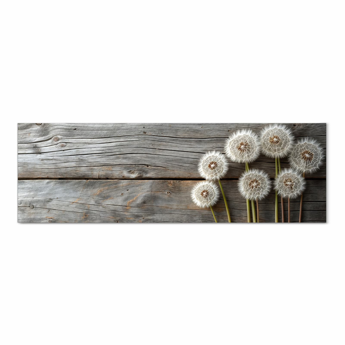 Hygienischer Küchenläufer mit Motiv Pusteblumen Holzoptik in Frontansicht - waschbar für die Küche