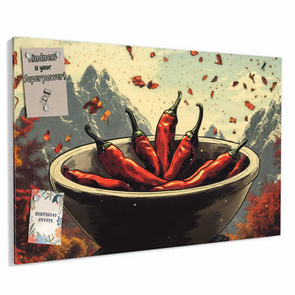 Metall Magnettafel mit dem Motiv Schale mit Chilis
