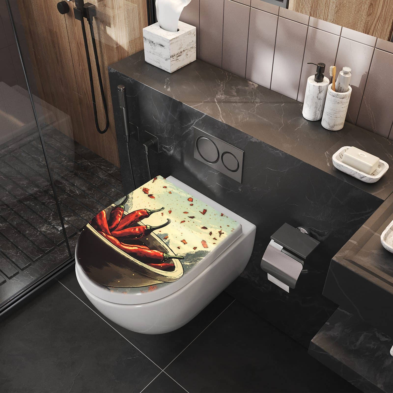 WC-Sitz mit Absenkautomatik Frische Chilischoten