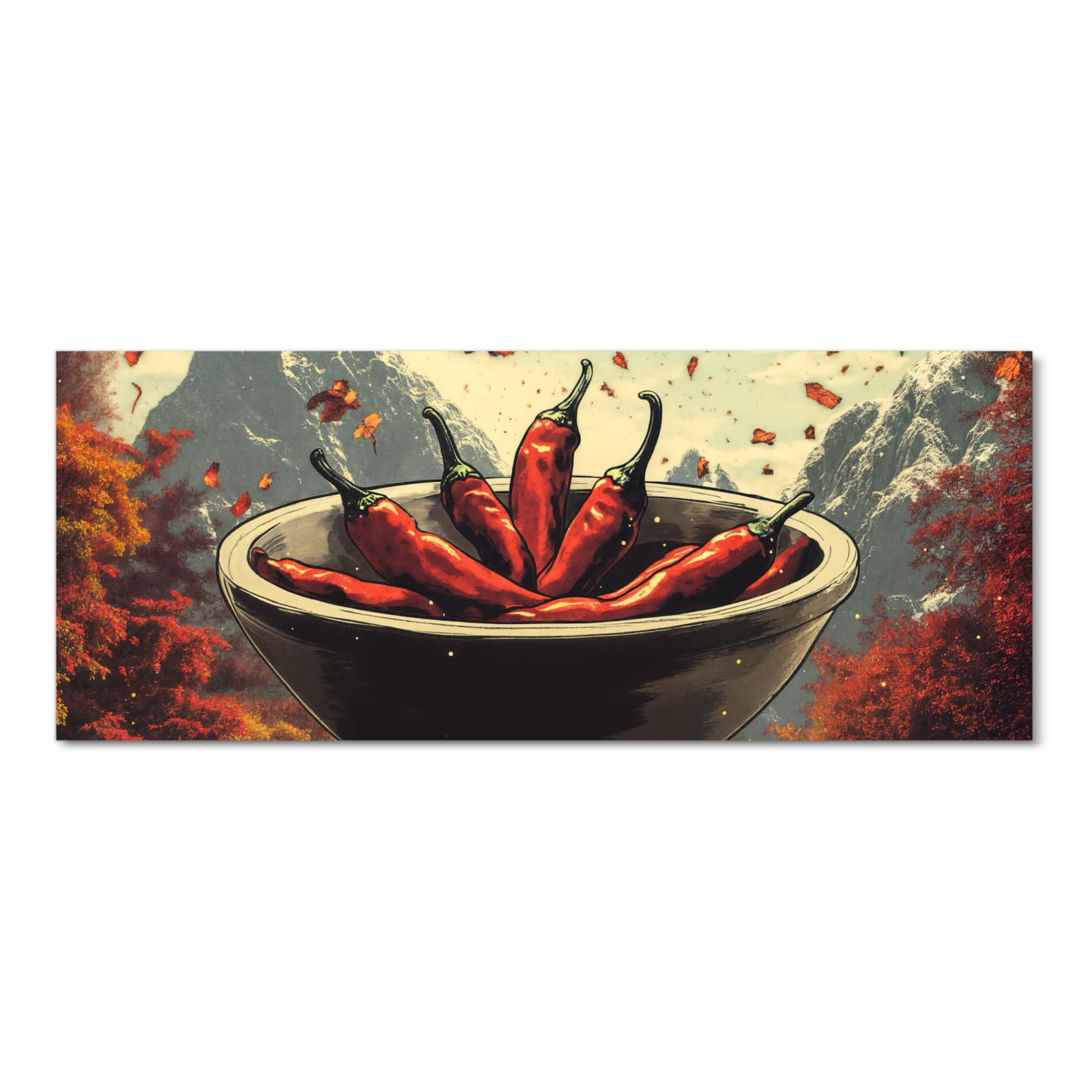 Küchenteppich mit Motiv Frische Chilischoten in Frontansicht für sicheres Aufbewahren