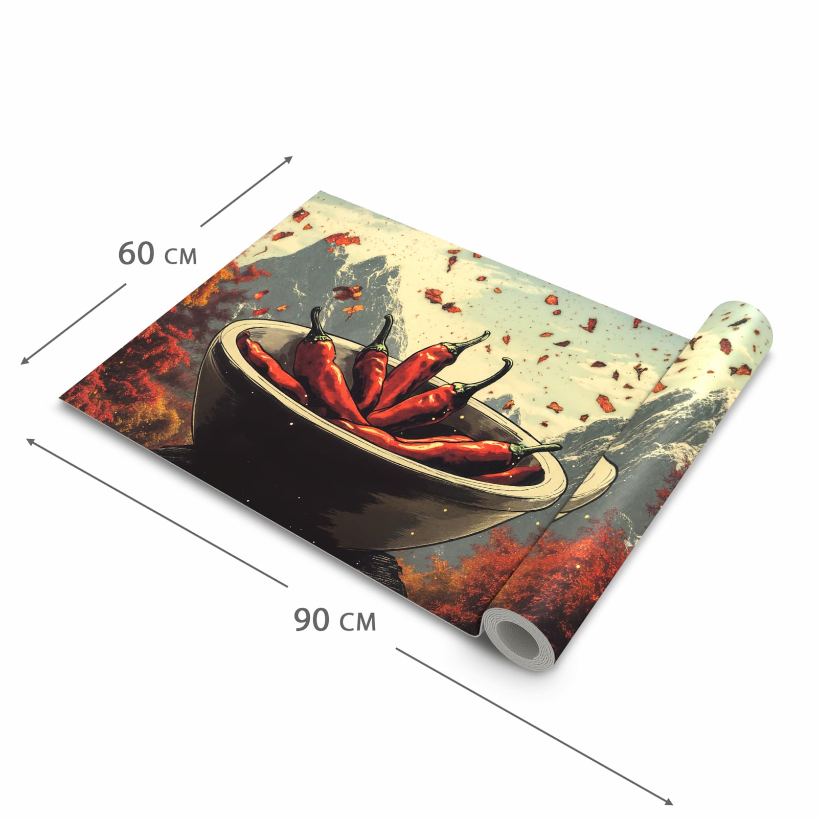 Strapazierfähiger Bodenläufer mit Motiv Frische Chilischoten in der Grösse 80x300 cm