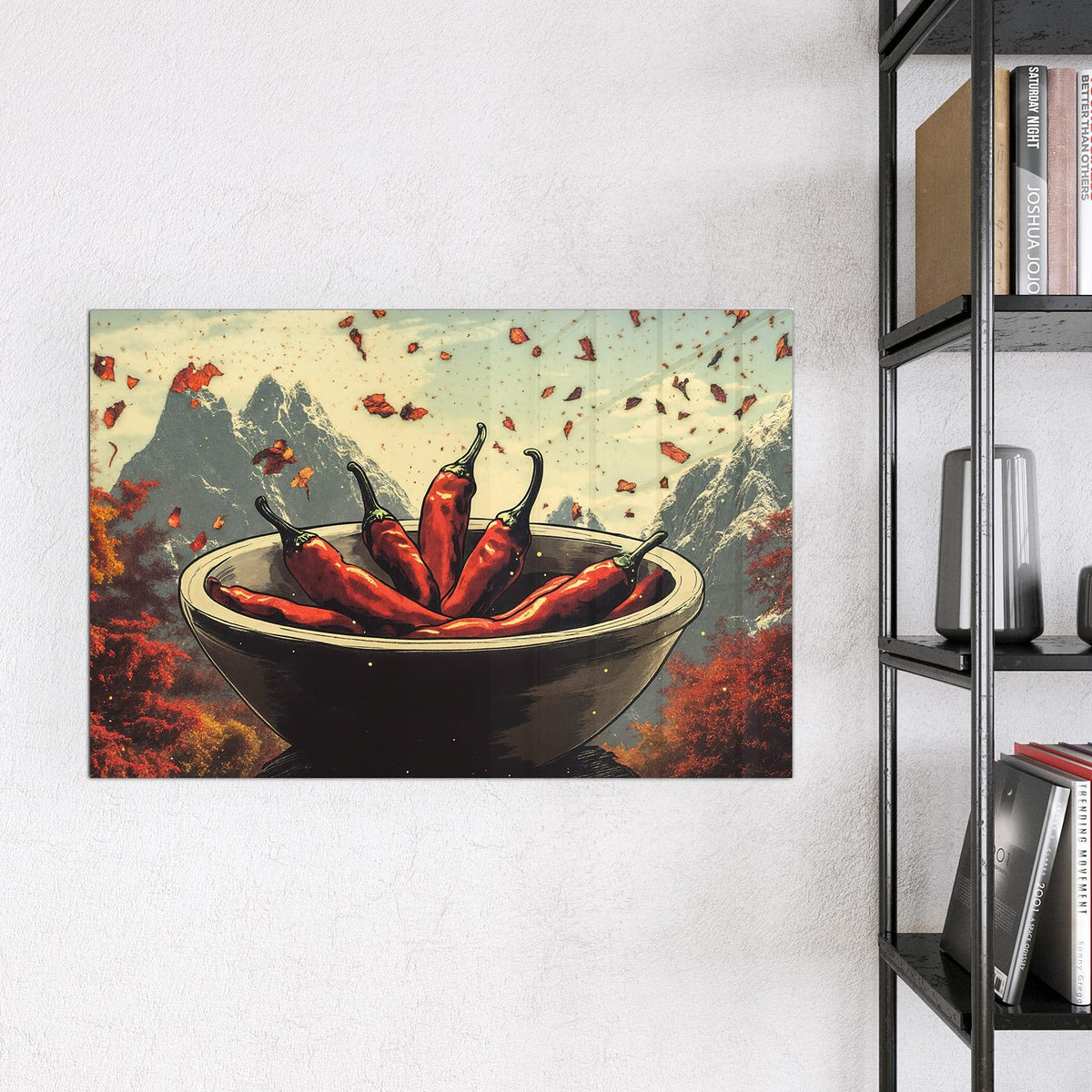 9 Größen – von 30 × 30 bis 120 × 90 cm – Magnettafel - Schale mit Chilis
