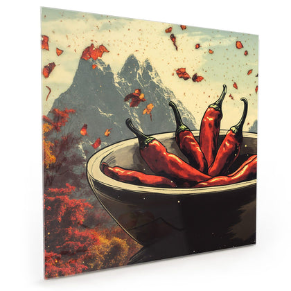 Küchenrückwand mit dem Motiv Schale mit Chilis