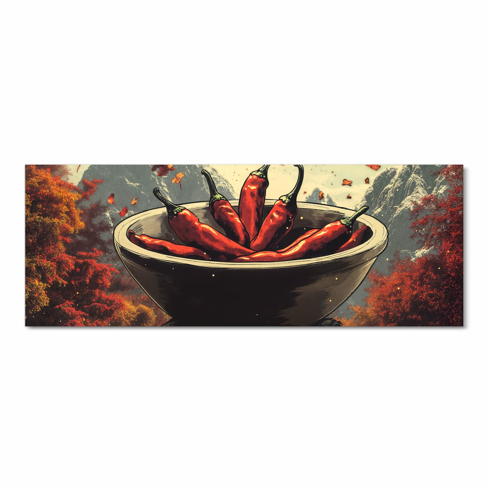 Geruchsneutraler Küchenläufer mit Motiv Frische Chilischoten in Frontansicht