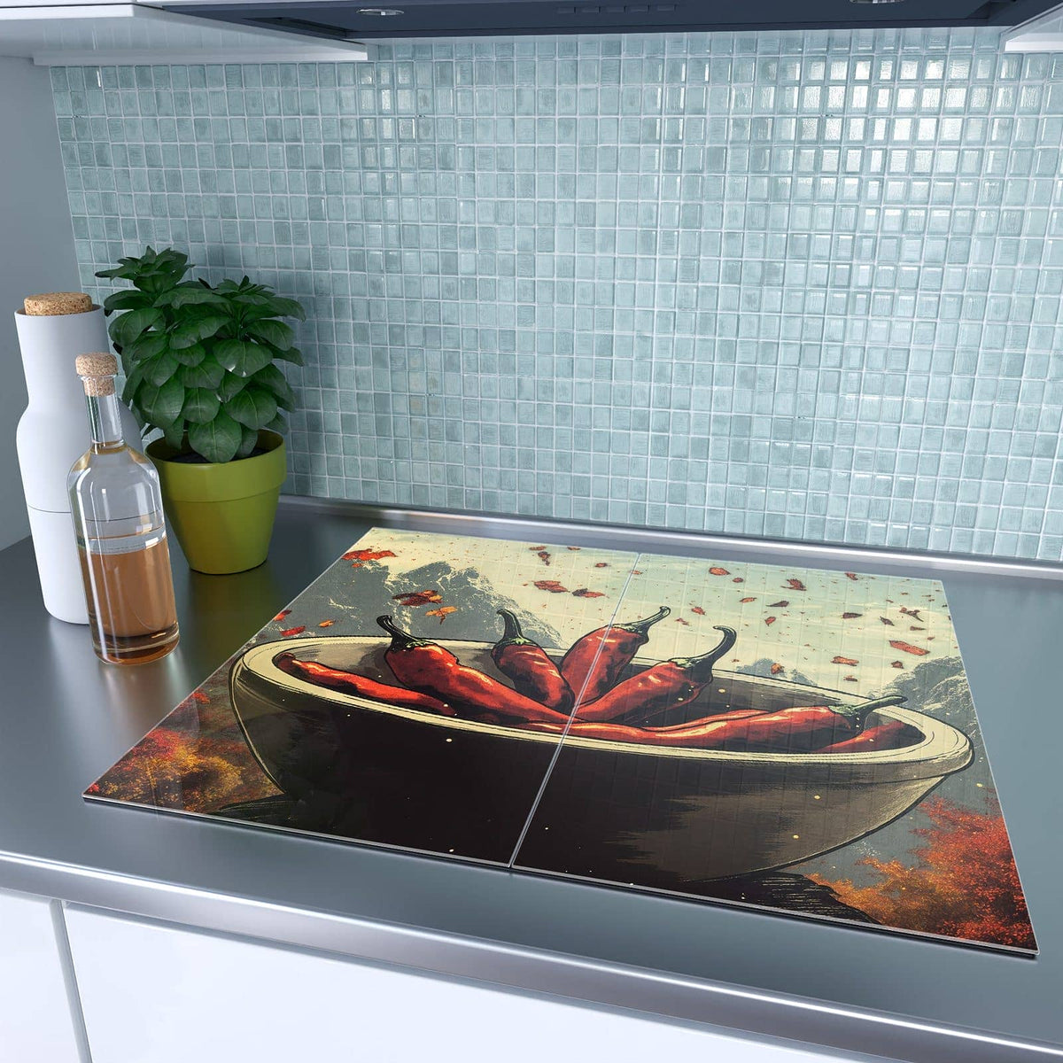 Sechs Aufgaben, eine Platte – Herdabdeckplatte Schale mit Chilis