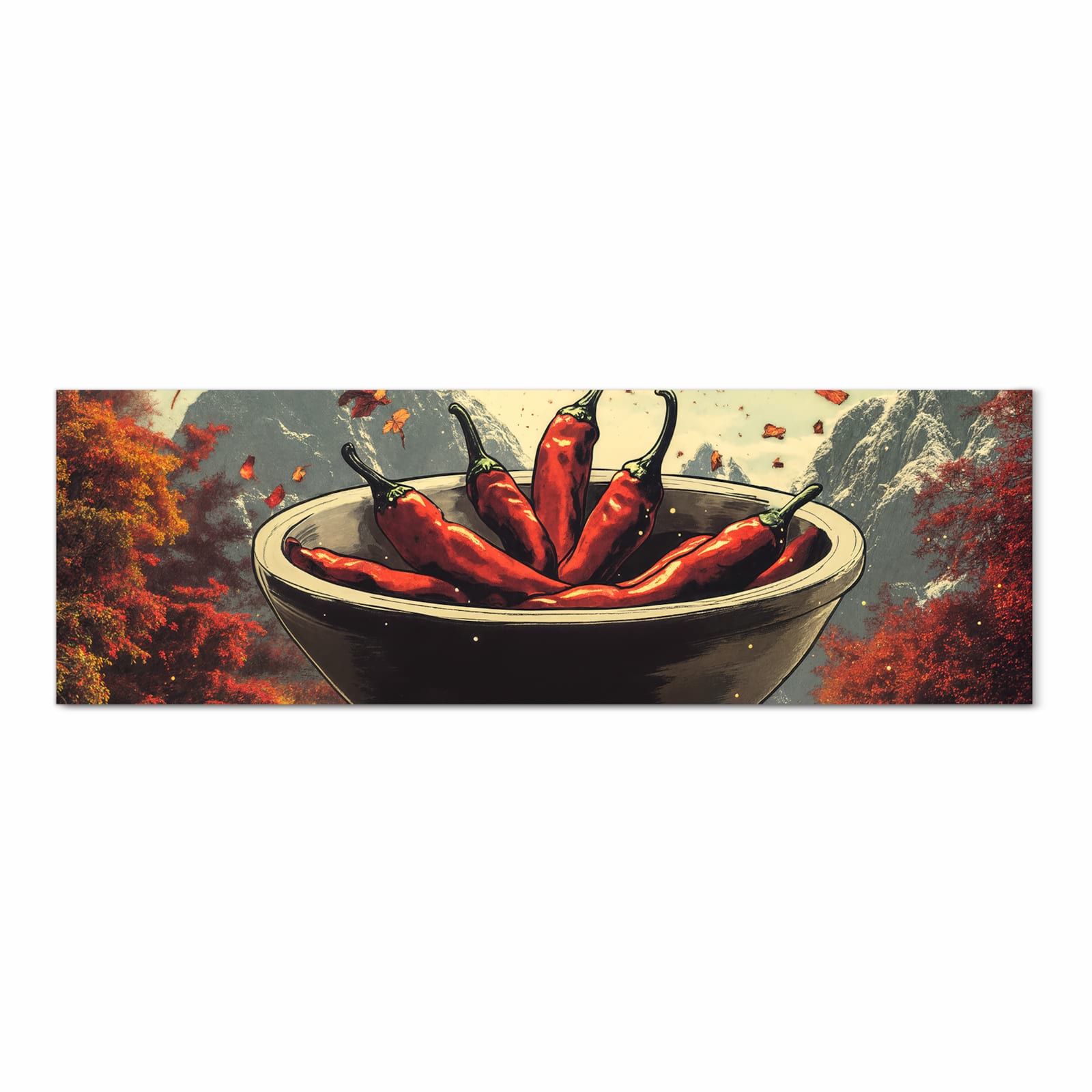 Wasserabweisender Küchenteppich mit Motiv Frische Chilischoten in Frontansicht