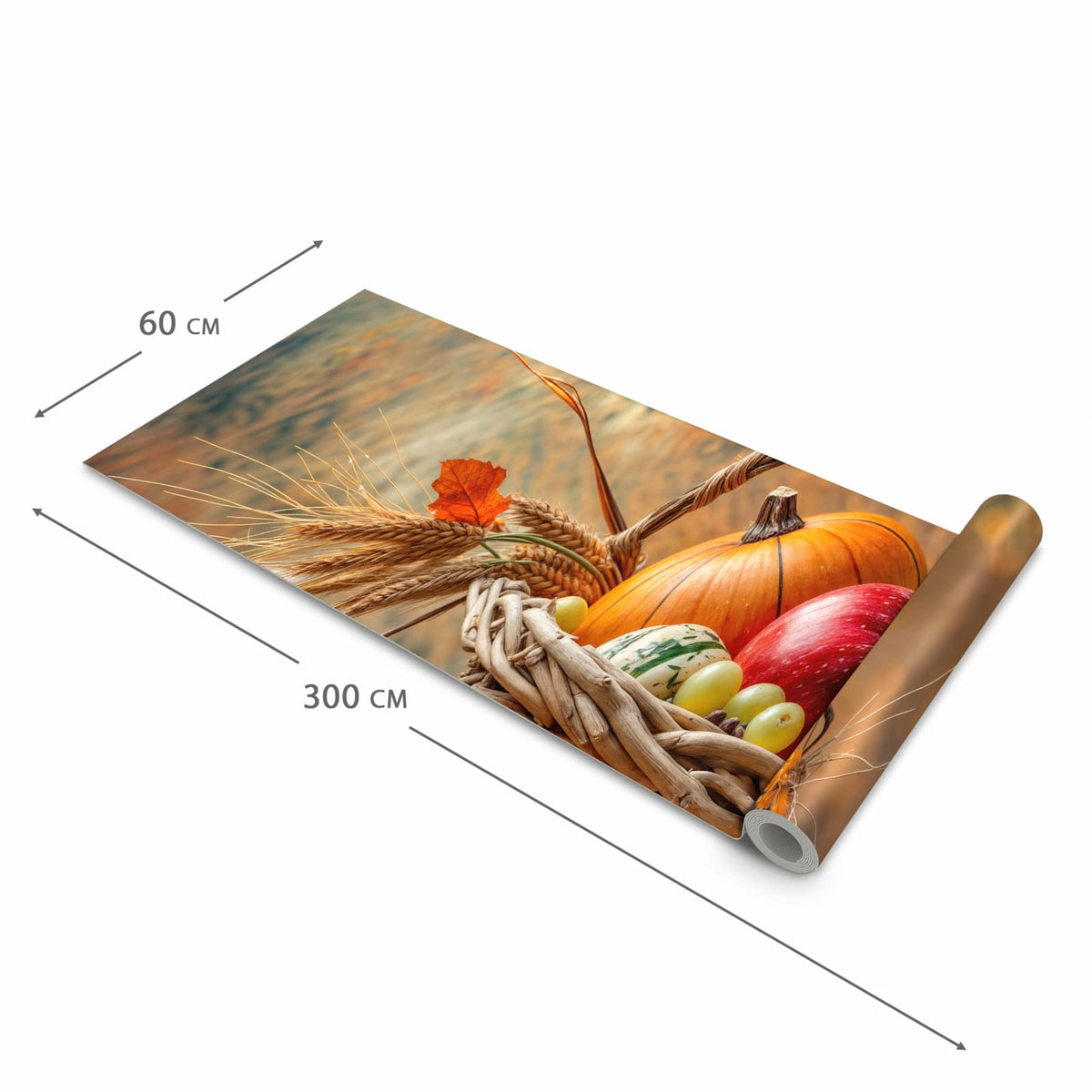 UV-beständiger Küchenläufer mit Motiv Herbstlicher Korb in der Grösse 80x300 cm