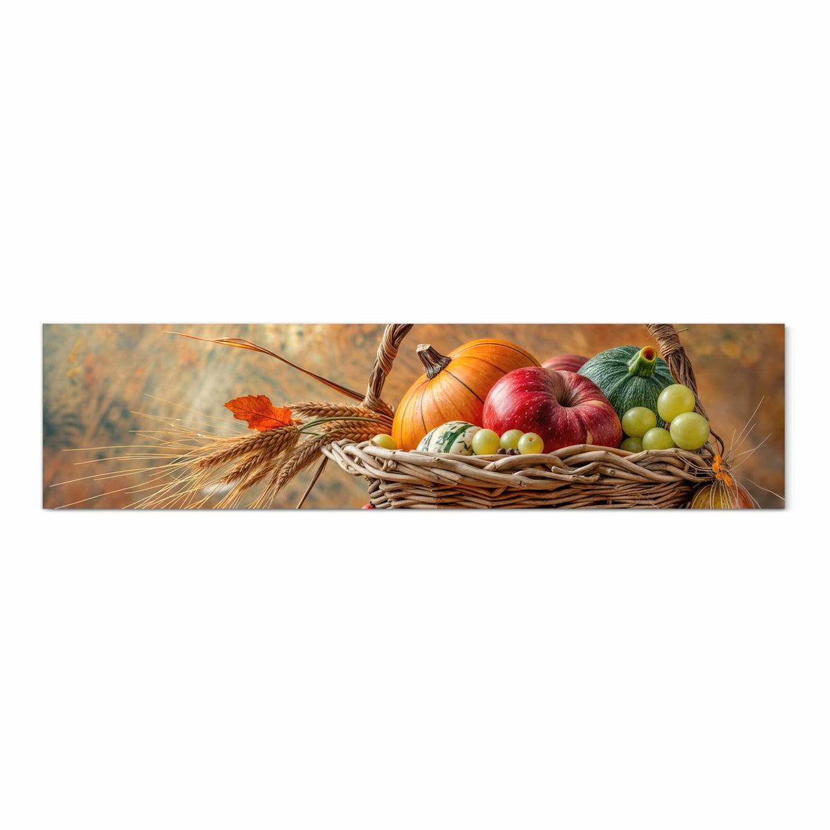 Waschbarer rutschfester Küchenläufer mit Motiv Herbstlicher Korb in Frontansicht
