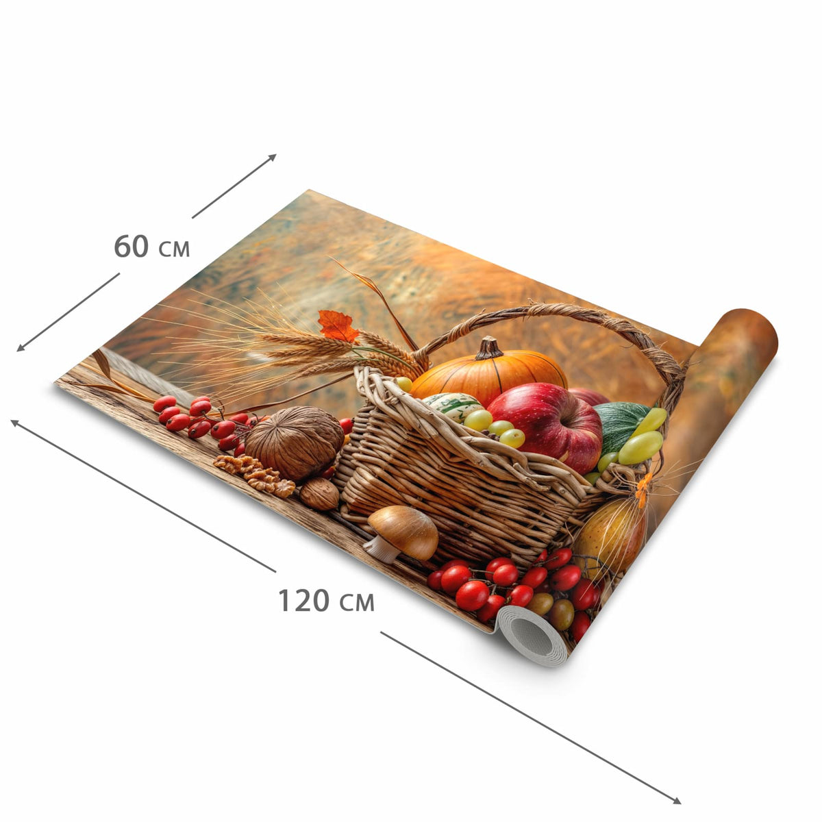 Formstabiler Küchenläufer mit Motiv Herbstlicher Korb in der Grösse 80x280 cm