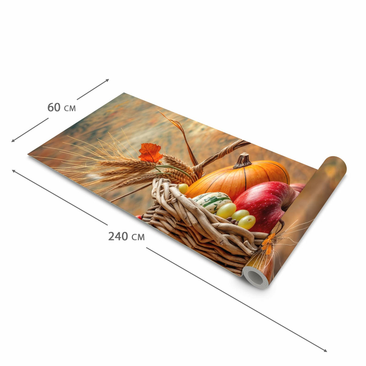 Geräuschdämpfender Küchenvorleger mit Motiv Herbstlicher Korb in der Größe 80x300 cm