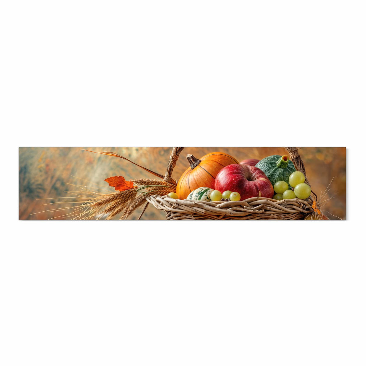 Langlebiger waschbarer Küchenläufer mit Motiv Herbstlicher Korb in Frontansicht