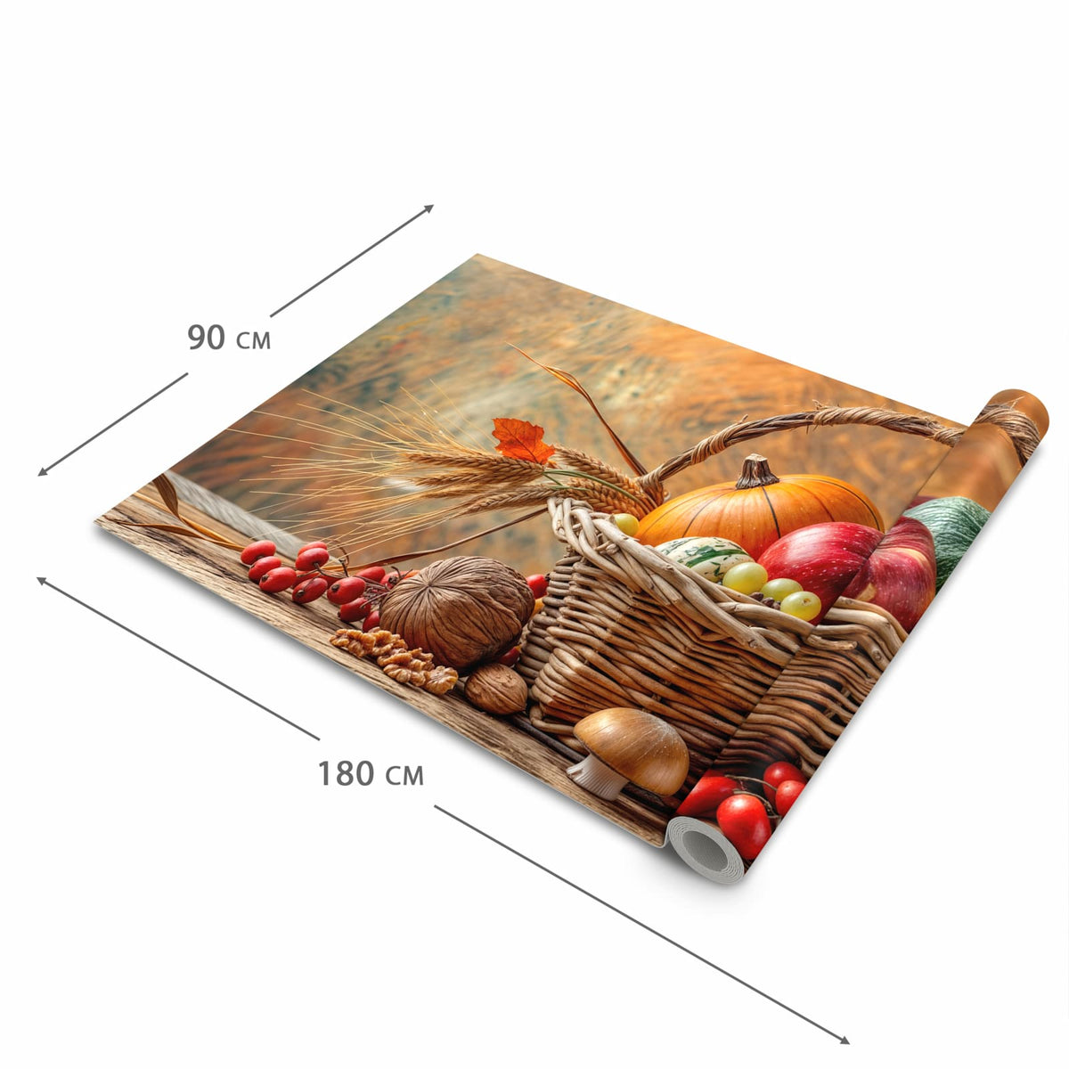 Langlebiger Läufer Eingangsbereich mit Motiv Herbstlicher Korb in der Größe 80x300 cm