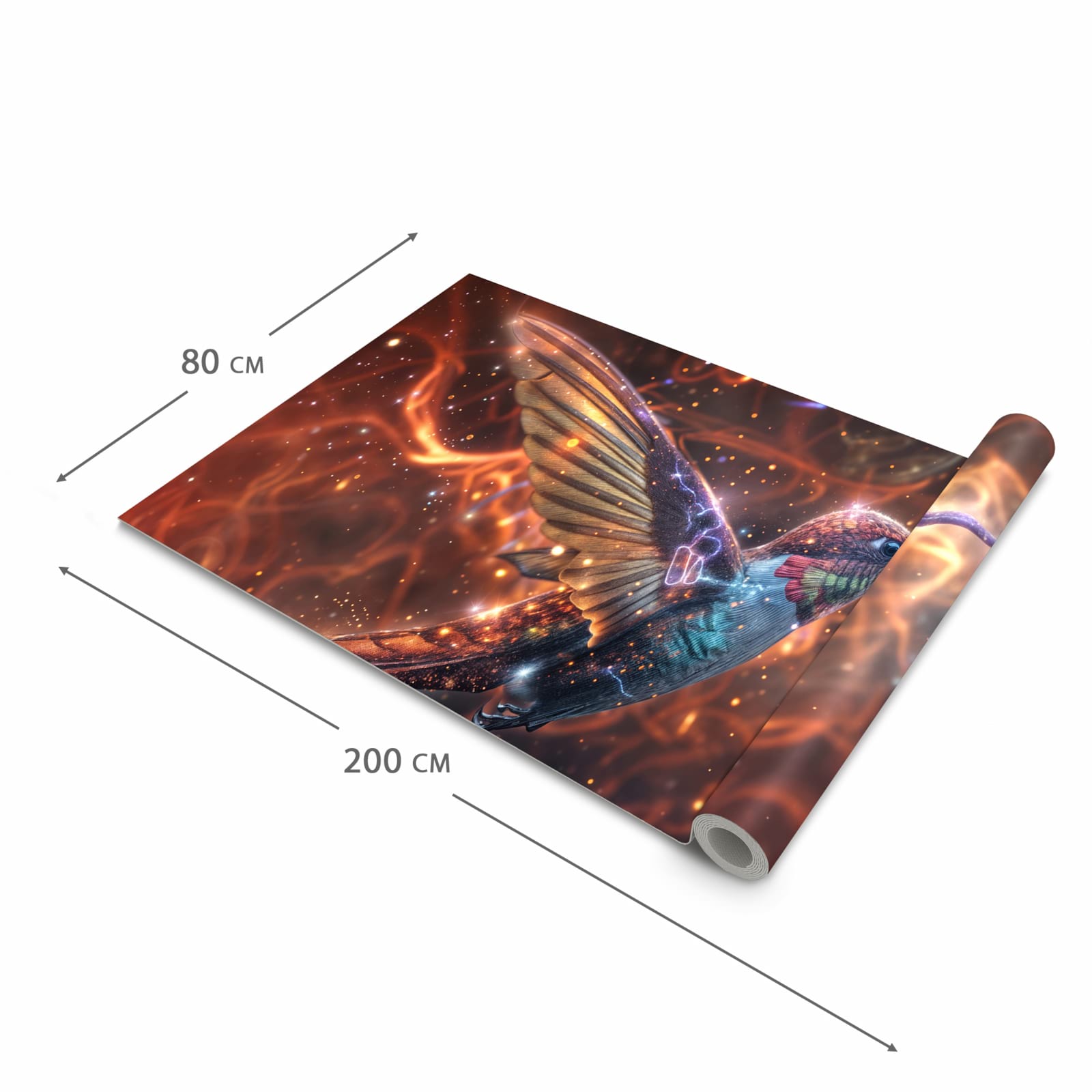 Bodenschonender waschbarer Küchenteppich mit Motiv Schimmernder Kolibri in der Grösse 80x250 cm