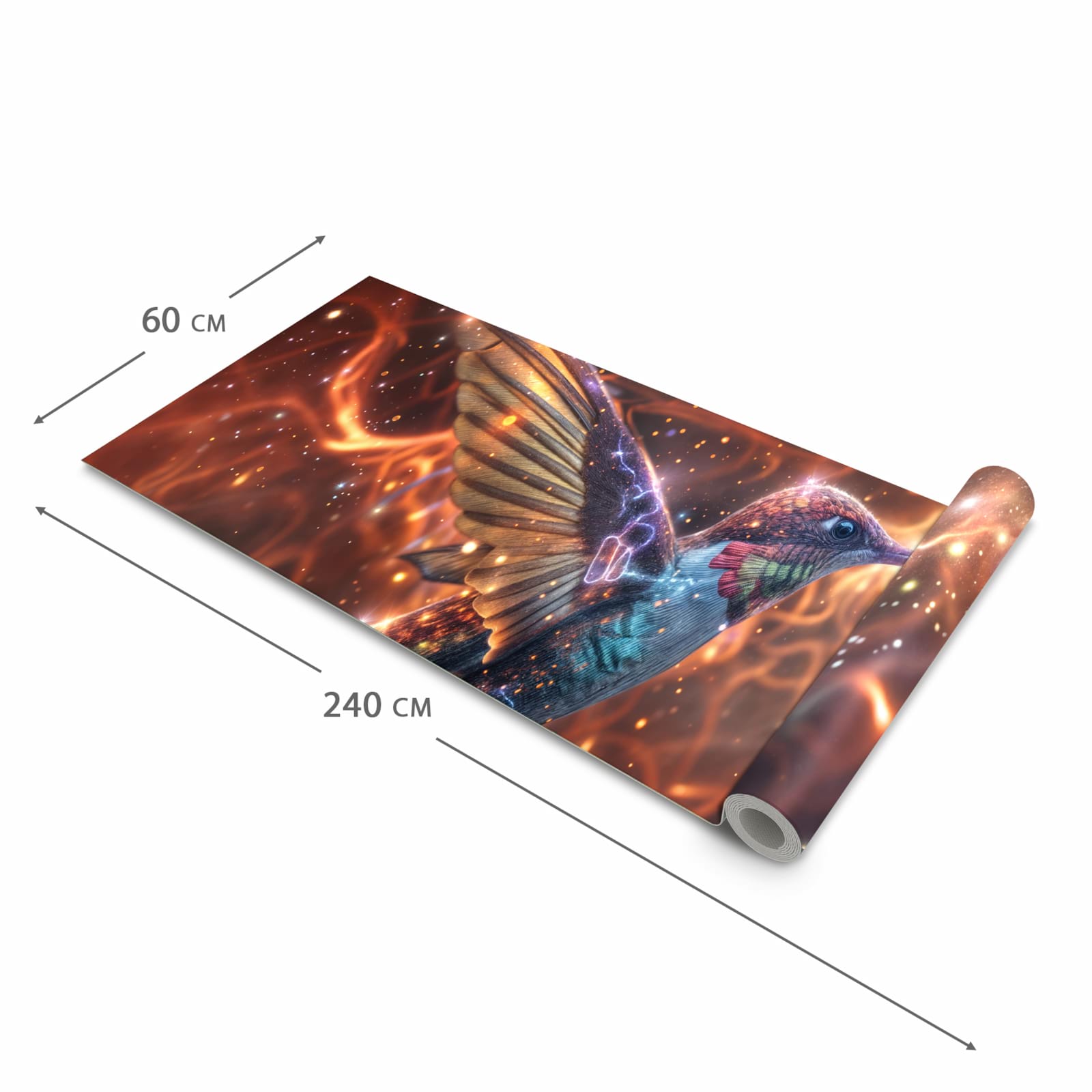 Waschbarer rutschfester Küchenteppich mit Motiv Schimmernder Kolibri in der Größe 80x250 cm