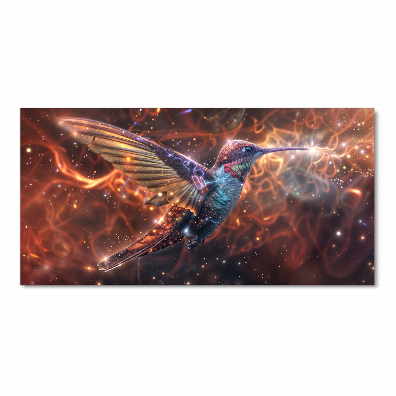 Geräuschdämpfender Läufer für die Küche mit Motiv Schimmernder Kolibri in Frontansicht