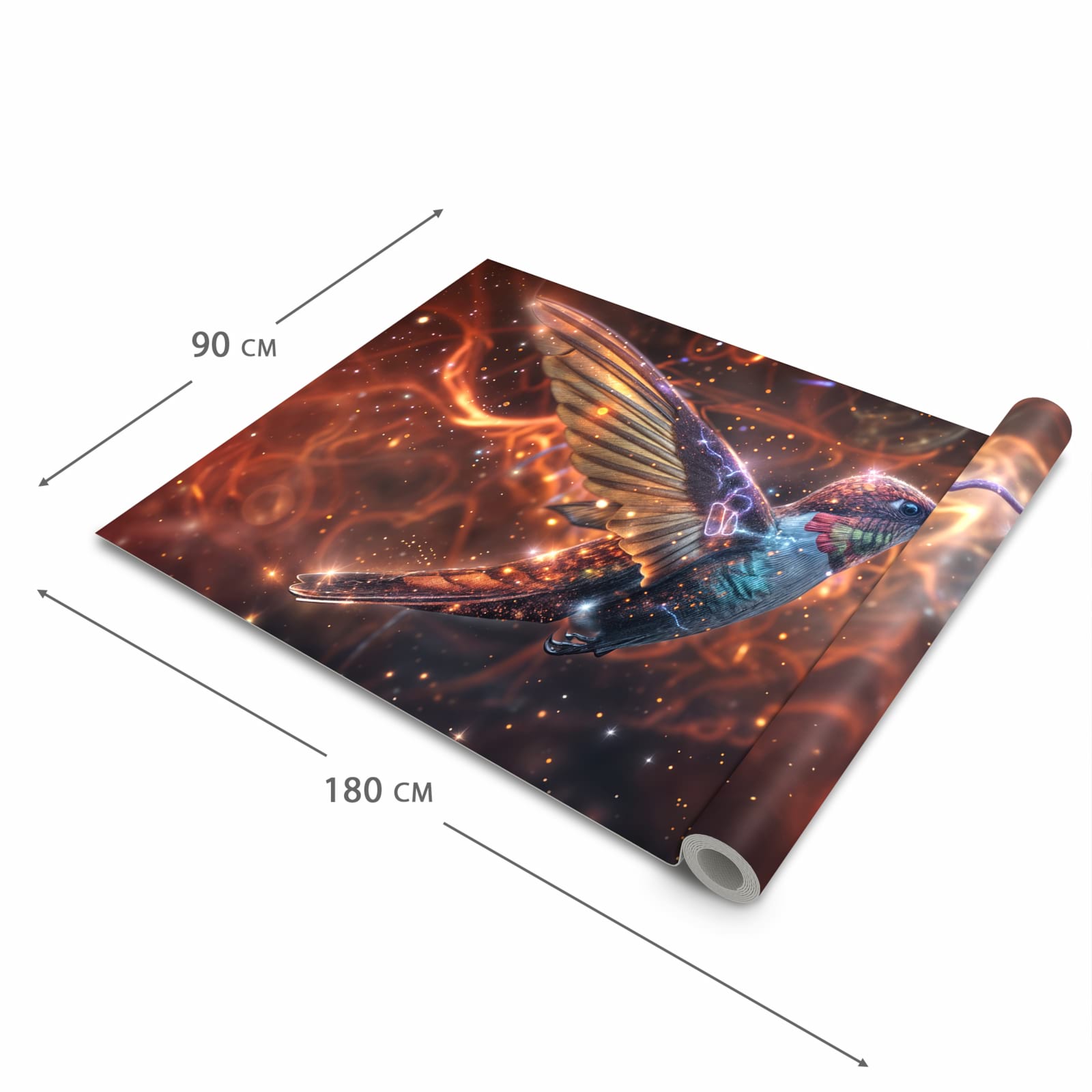 Formstabiler waschbarer Küchenteppich mit Motiv Schimmernder Kolibri in der Grösse 80x280 cm