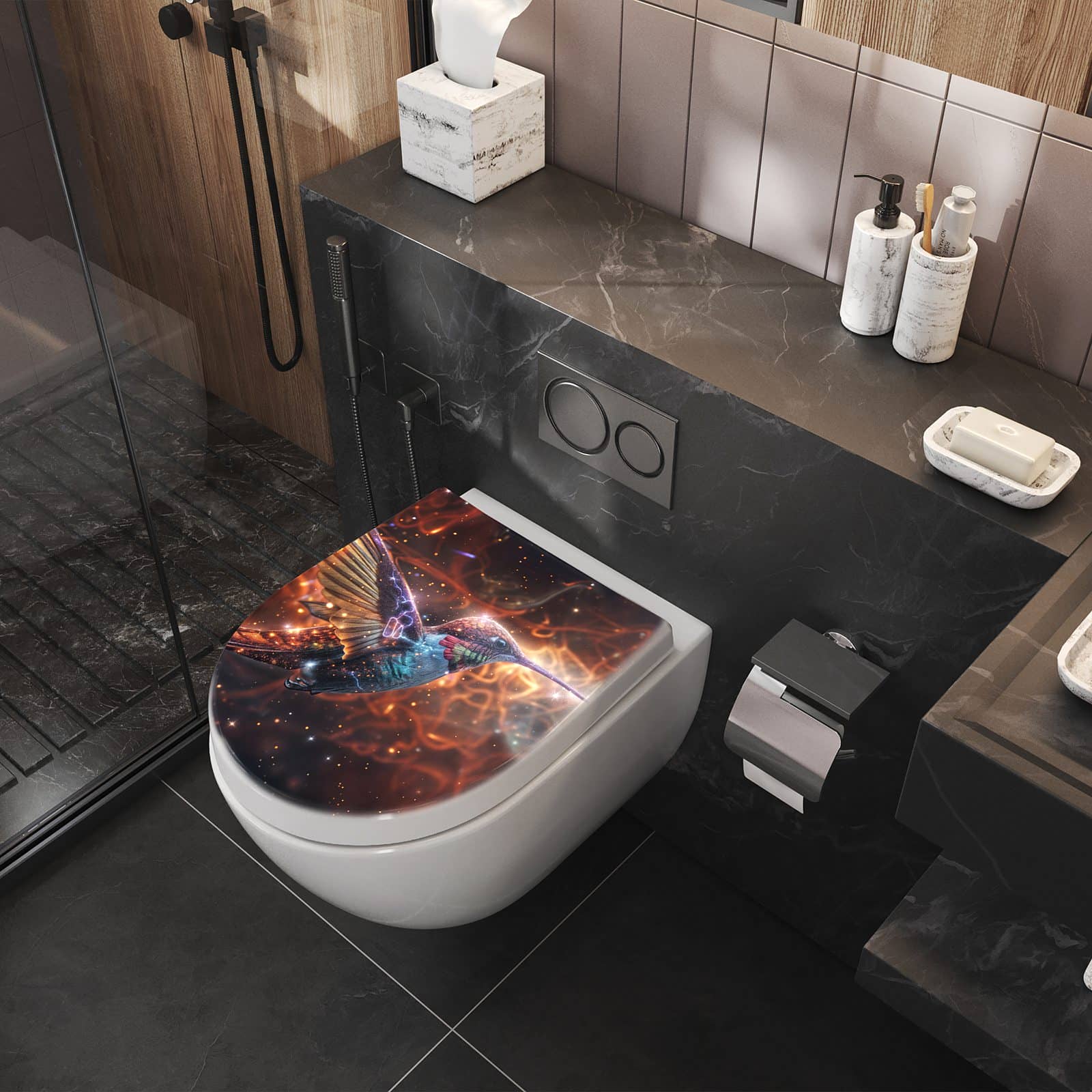 WC-Sitz mit Absenkautomatik Schimmernder Kolibri