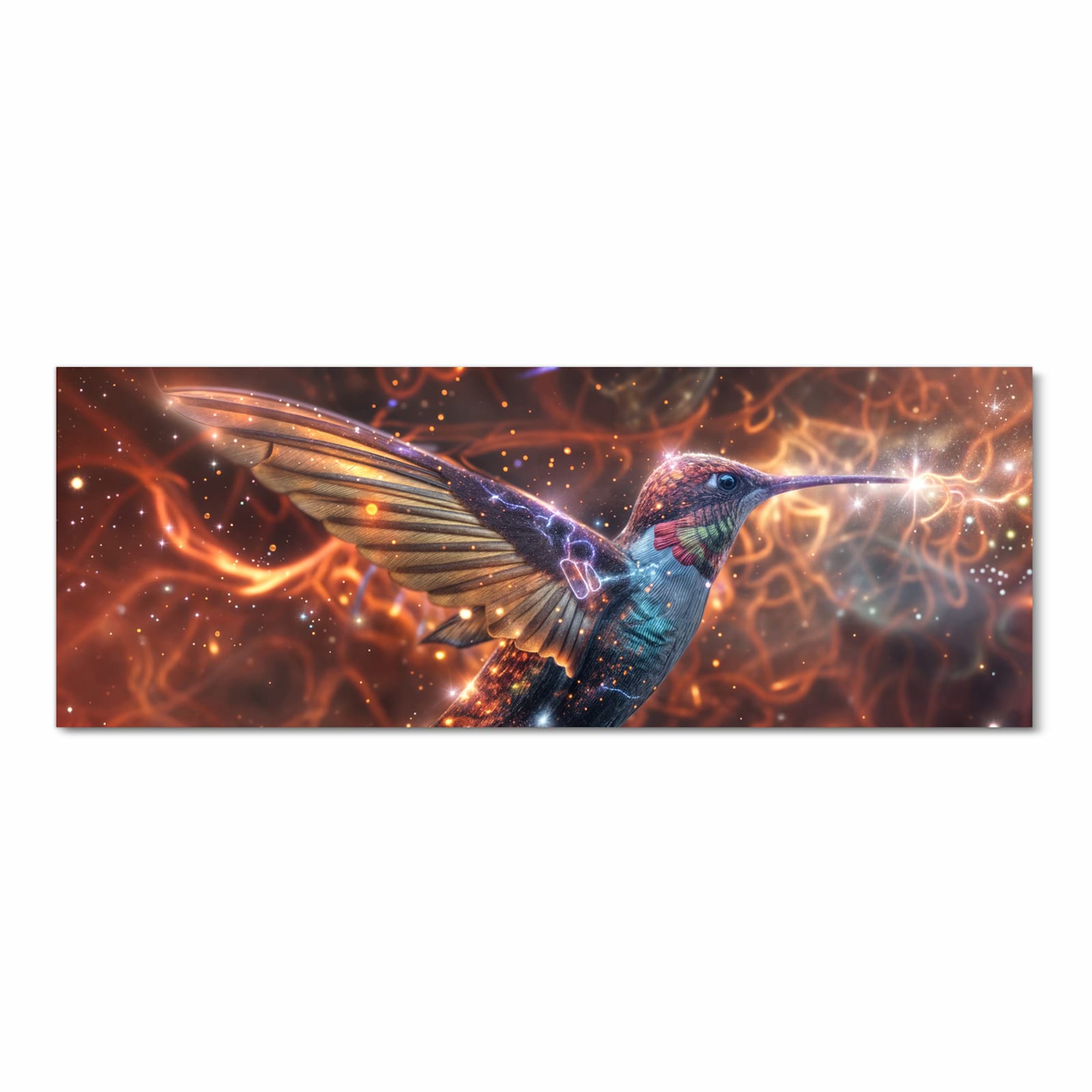 Rutschfester langer Teppich für Flur mit Motiv Schimmernder Kolibri in Frontansicht