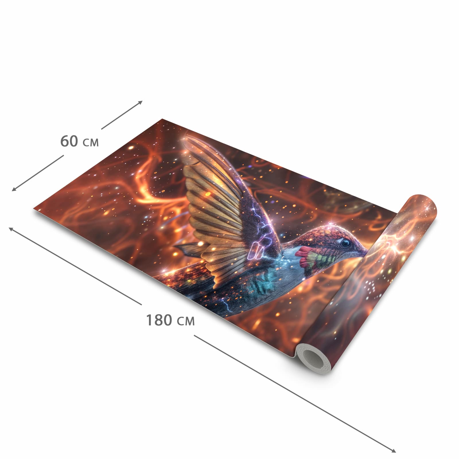 Strapazierfähiger waschbarer Teppich Esstisch mit Motiv Schimmernder Kolibri in der Größe 80x250 cm