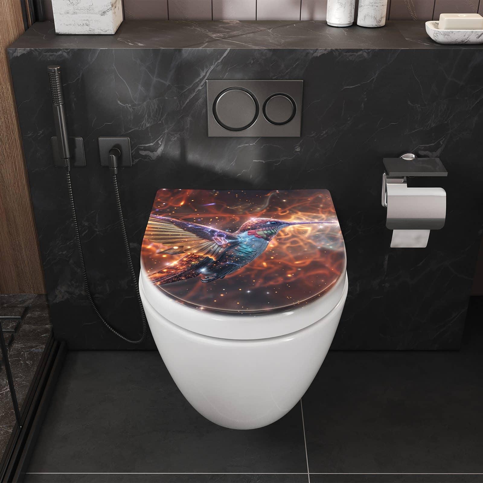 WC-Sitz mit Absenkautomatik Schimmernder Kolibri