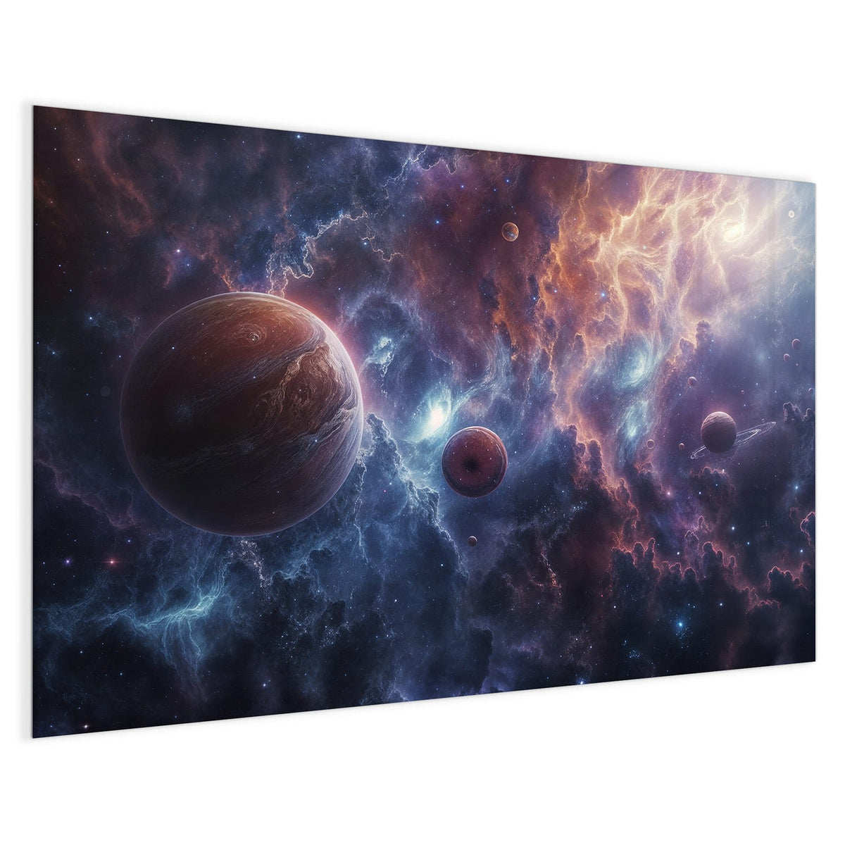 4 mm Glas statt lackiertem Blech – Magnettafel - Zwei Planeten im Nebel