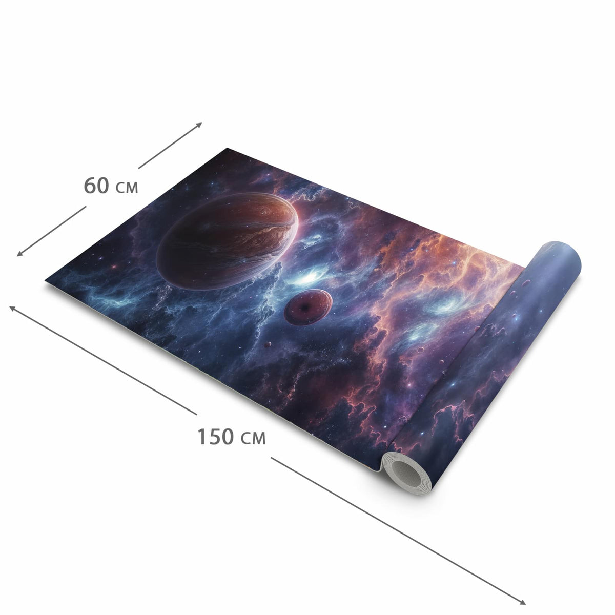 UV-beständiger Küchenvorleger mit Motiv Galaktische Welten in der Größe 80x250 cm