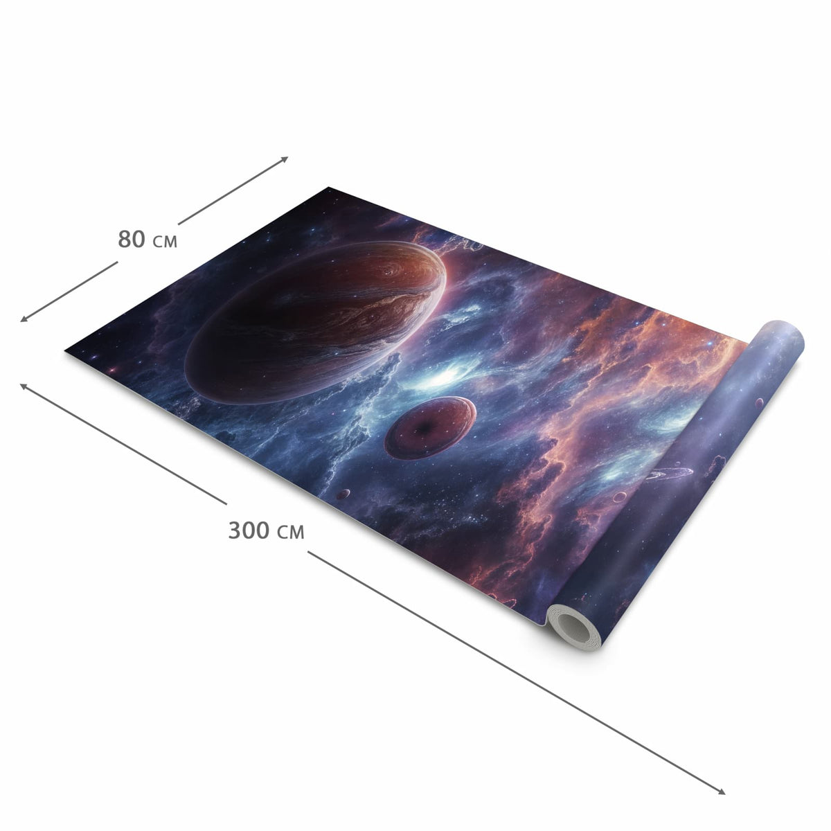 Komfortabler Läufer flur rutschfest mit Motiv Galaktische Welten in der Grösse 80x250 cm