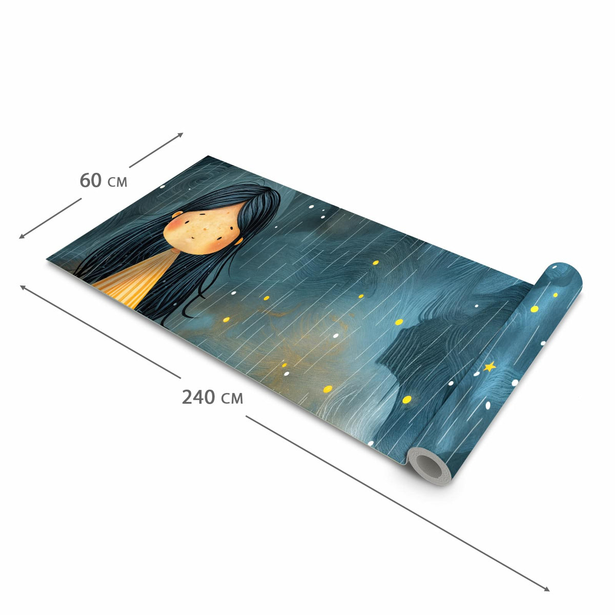 Rutschfester Küchenteppich mit Motiv Mädchen im Regen in der Größe 80x200 cm