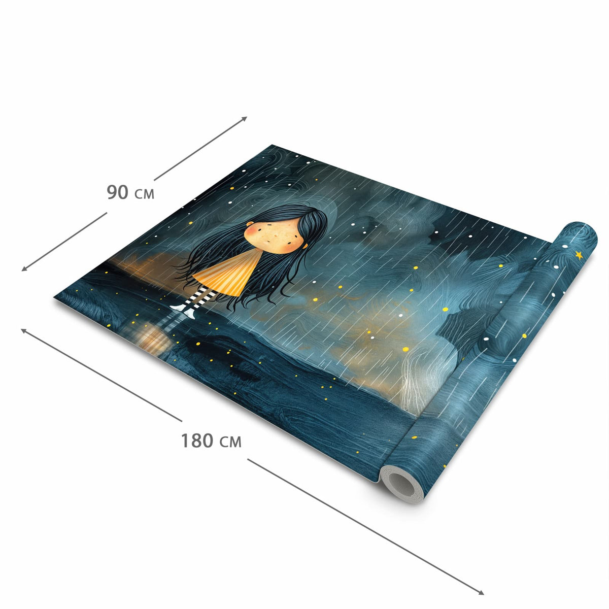 Zeitsparender Küchenläufer mit Motiv Mädchen im Regen in der Grösse 80x250 cm