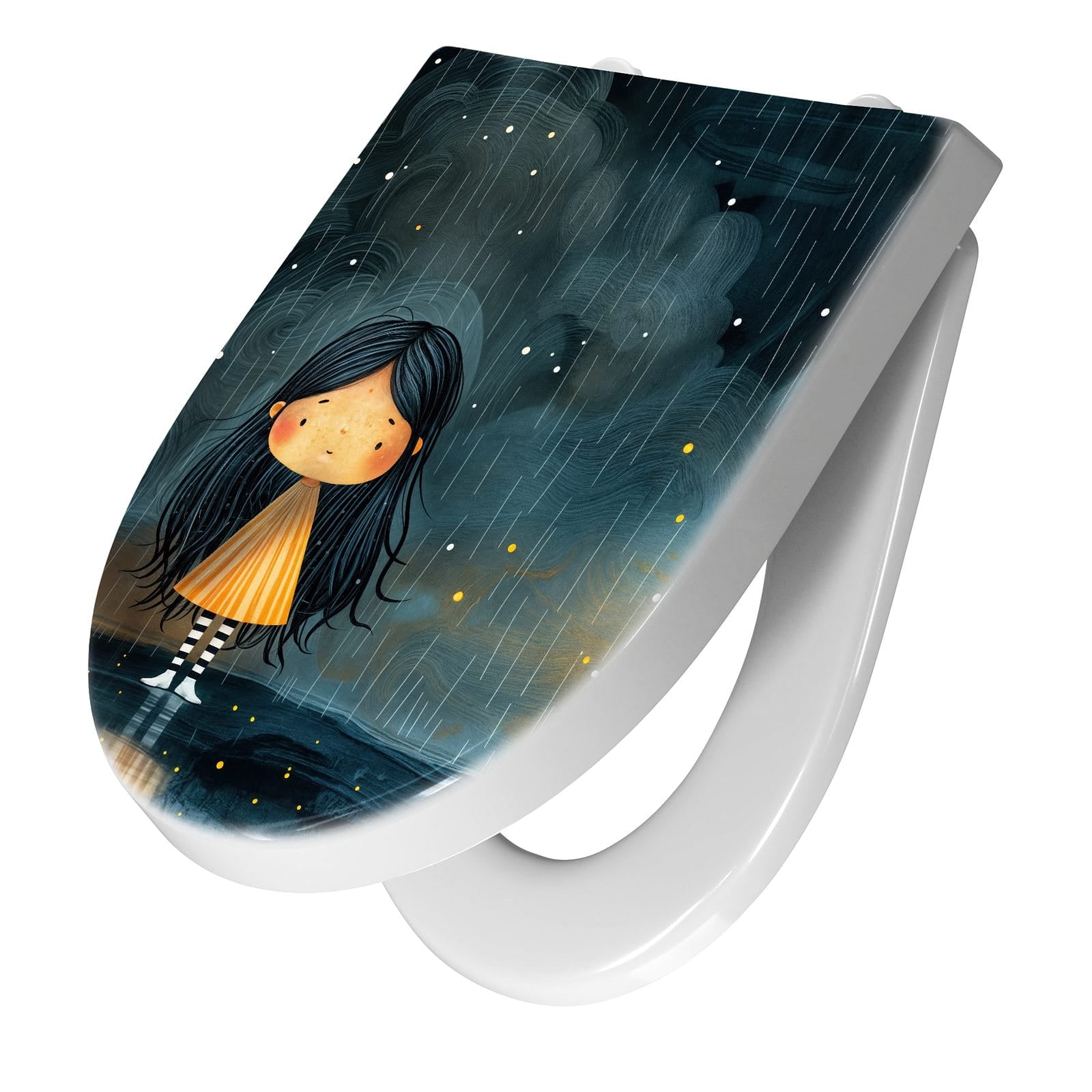 WC-Sitz mit Absenkautomatik Mädchen im Regen