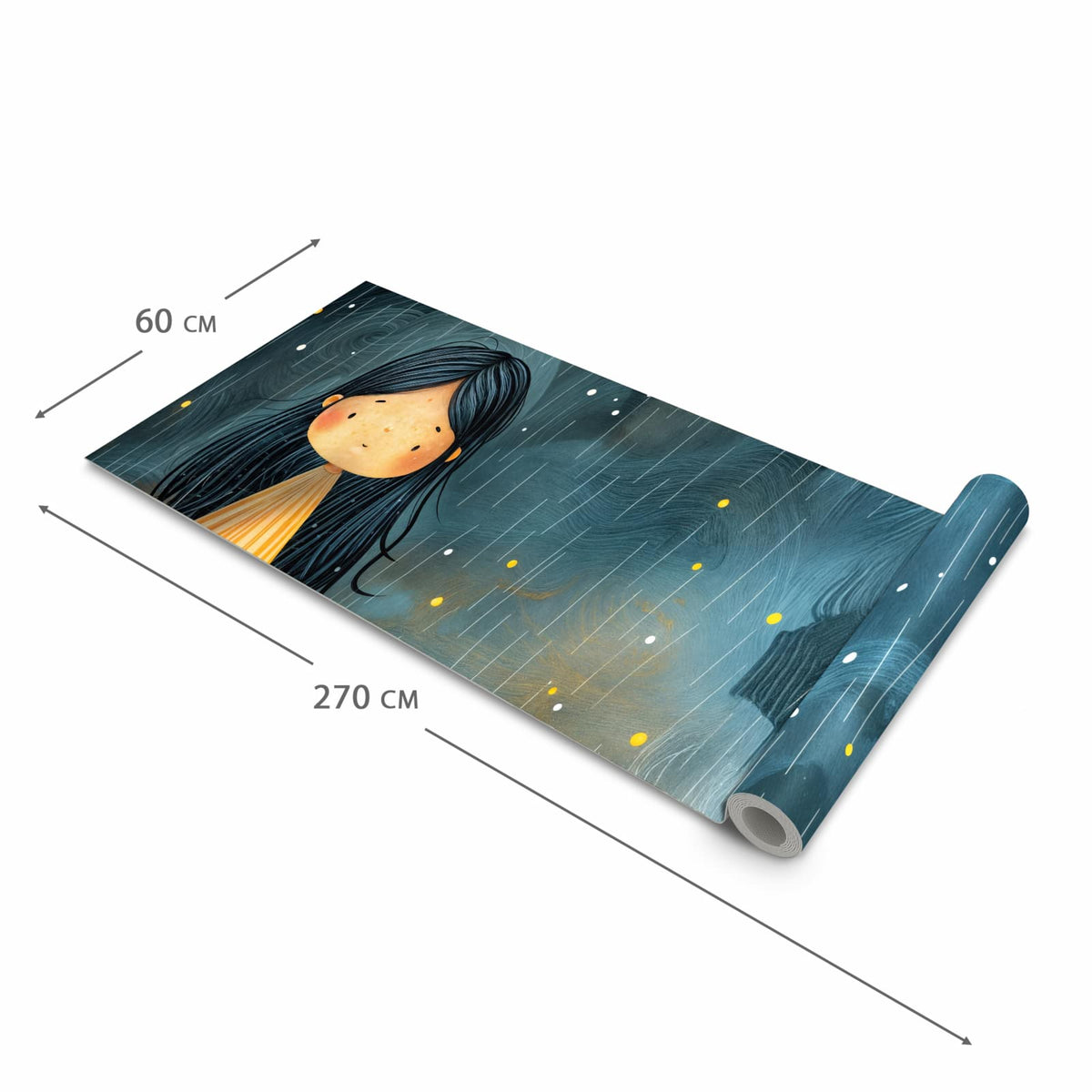 Feuchtigkeitsresistenter Küchenteppich mit Motiv Mädchen im Regen in der Grösse 80x200 cm