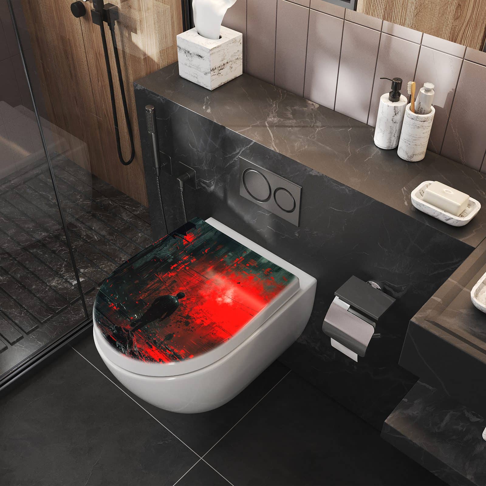 WC-Sitz mit Absenkautomatik Verlassene Strasse