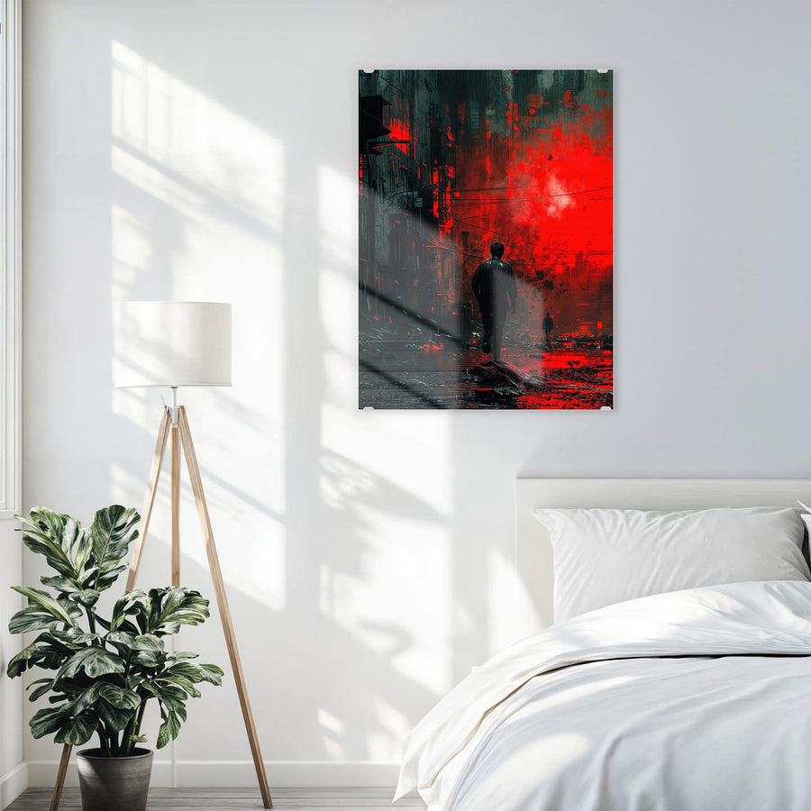 Maße Wandbild - Mann im roten Licht - Hochformat