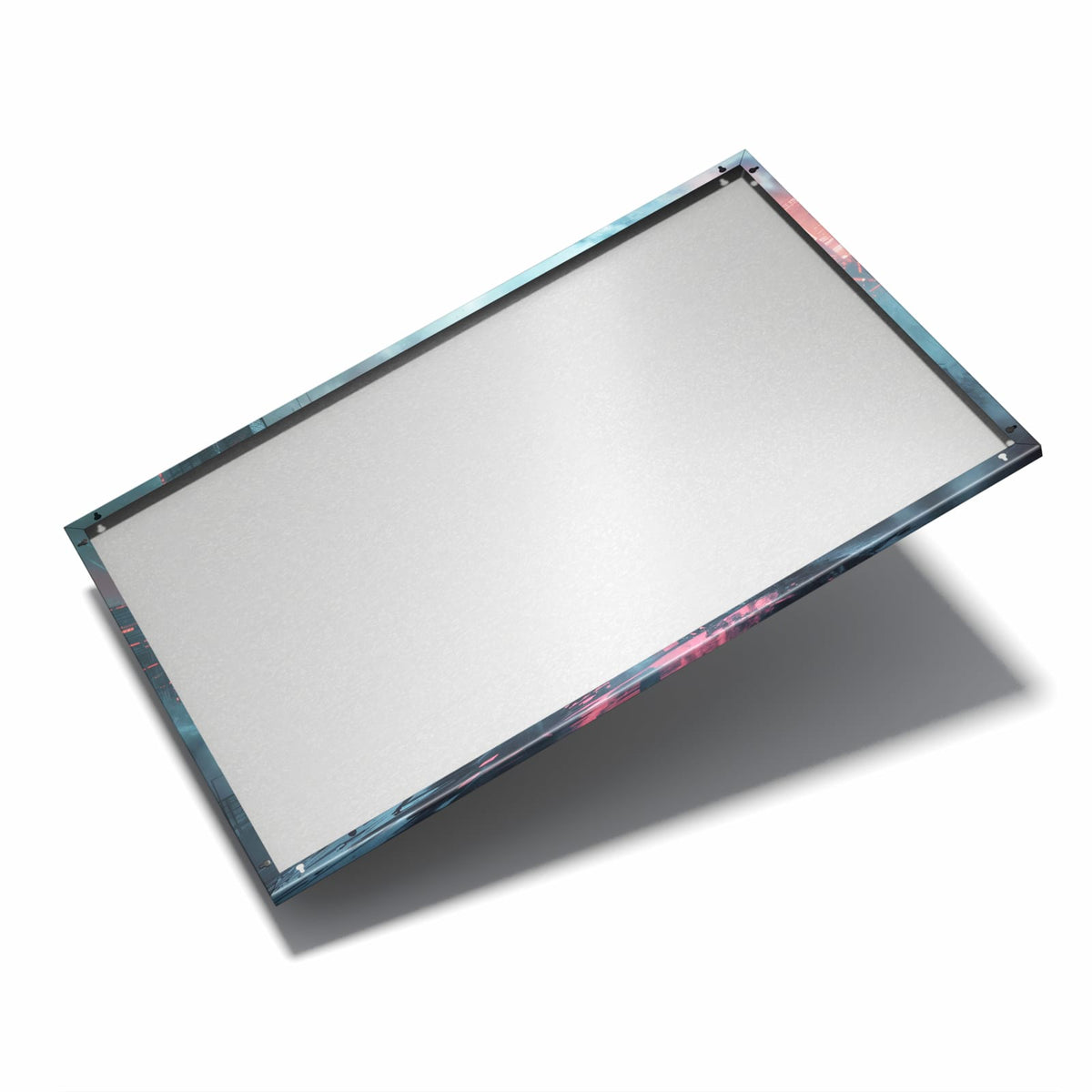 Nur 7 mm – liegt eng an der Wand – Metall Magnettafel - Stadt im roten Neonlicht
